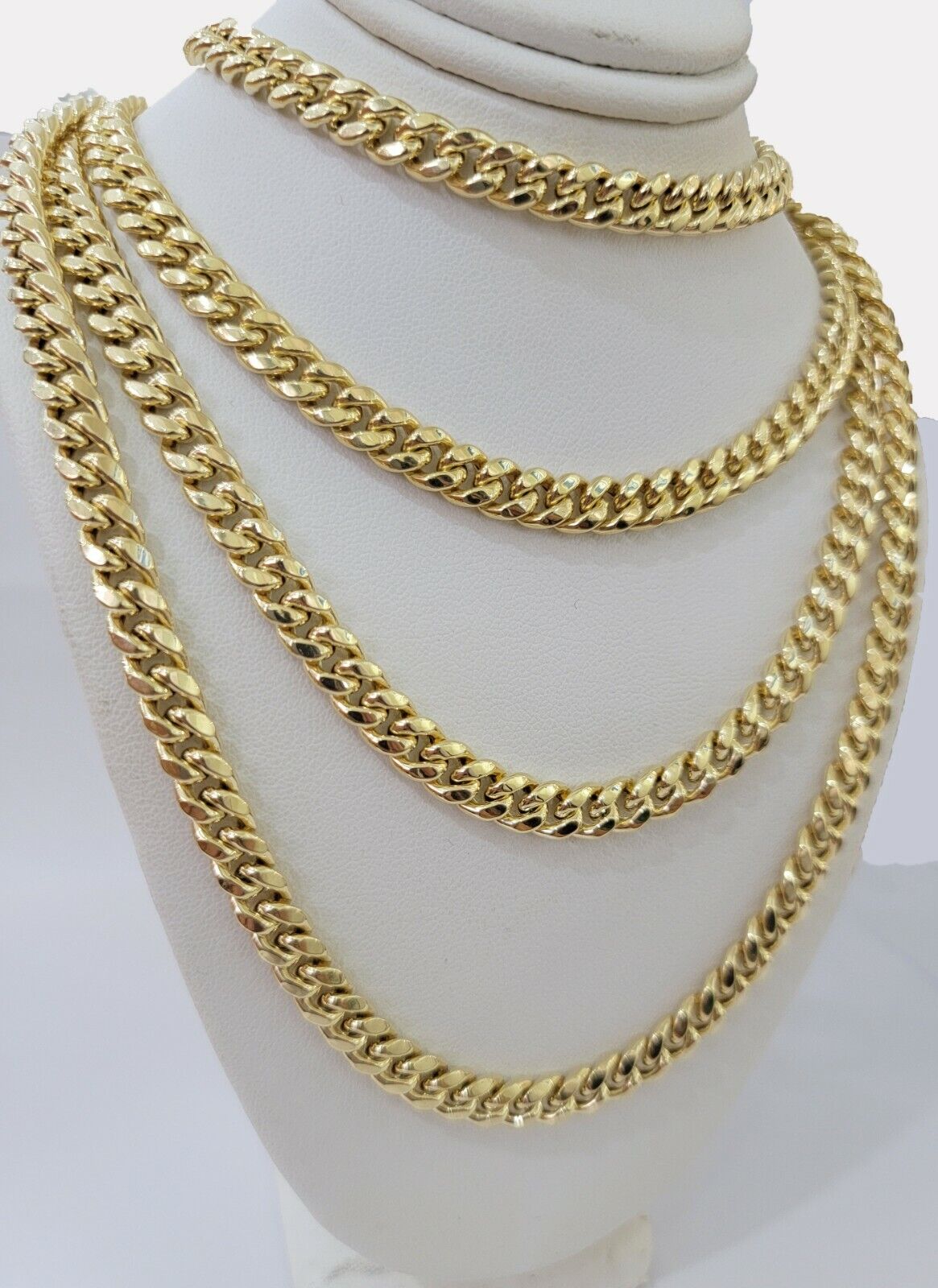 Real Gold chain 7mm 24 Inch Miami Cuban Link Necklace 10kt Yellow Gold For Mens - GoldenlinQ