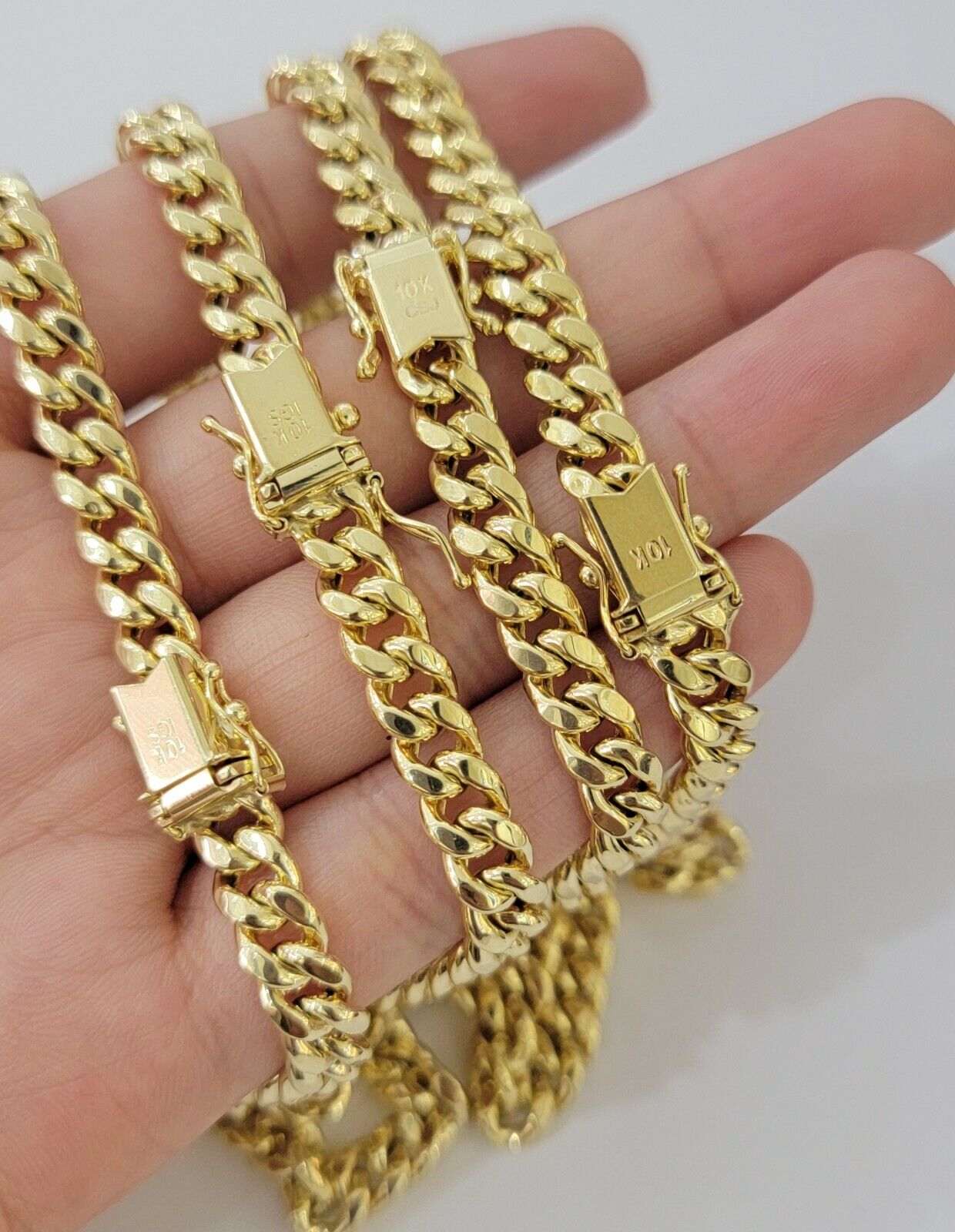 Real Gold chain 7mm 24 Inch Miami Cuban Link Necklace 10kt Yellow Gold For Mens - GoldenlinQ