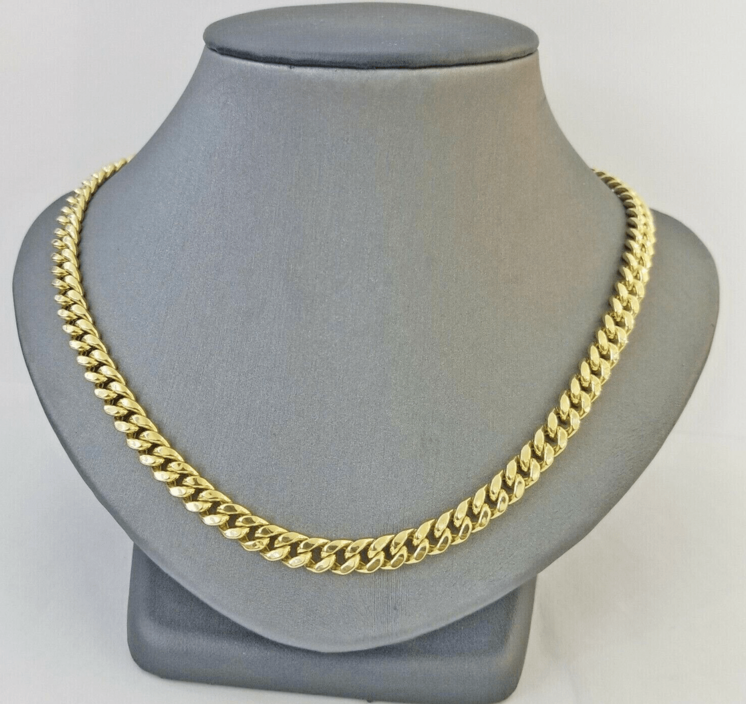 Real Gold chain 7mm 24 Inch Miami Cuban Link Necklace 10kt Yellow Gold For Mens - GoldenlinQ