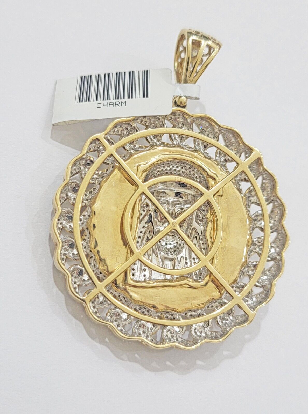 Real Gold Diamond jeus head Charm Pendant 10k yellow Gold 2.50CT Mens 2.3 Inch - GoldenlinQ