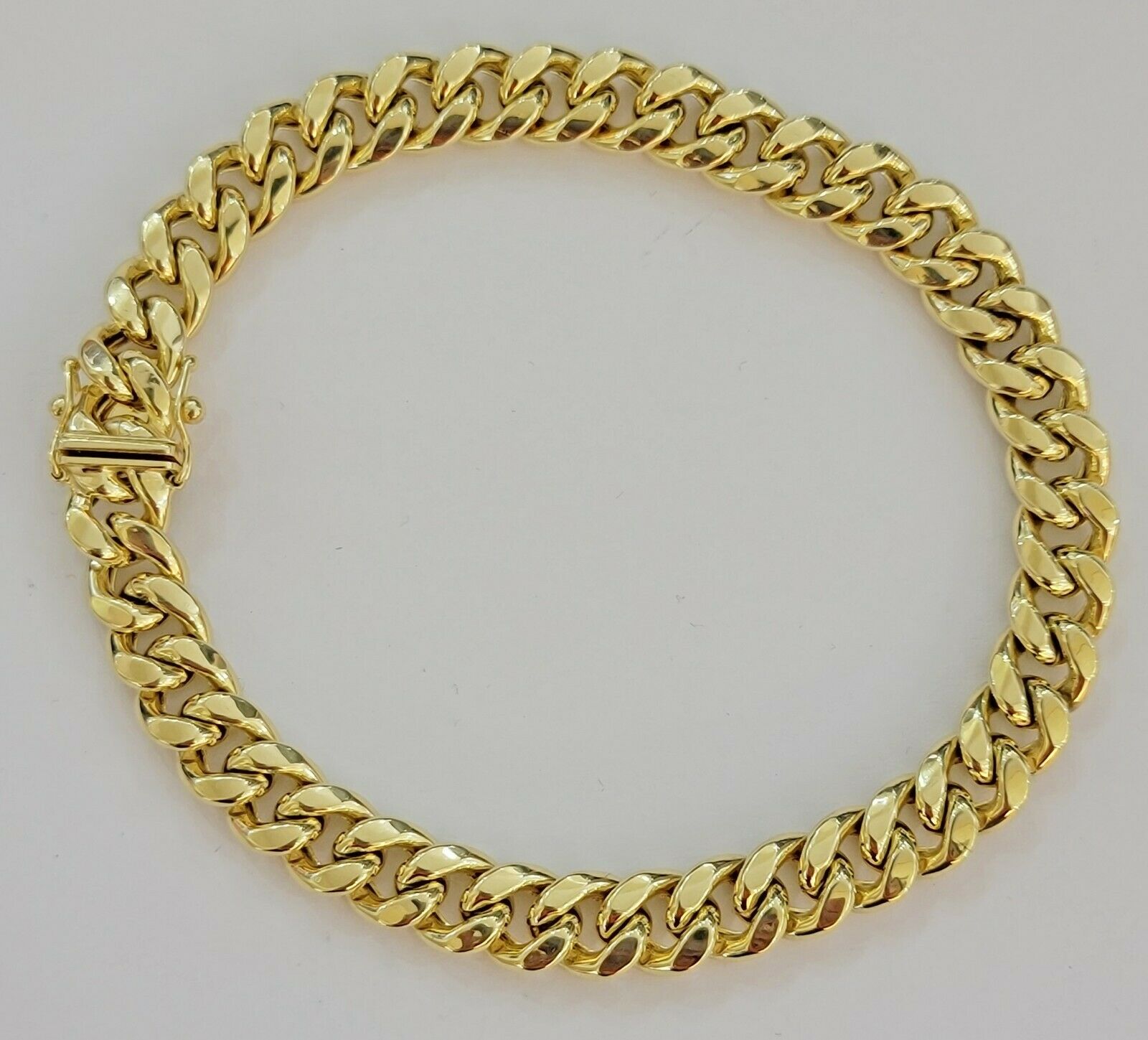 Real Gold Ladies Bracelet 10k Yellow Gold 7" Miami Cuban link Strong Link, Women - GoldenlinQ