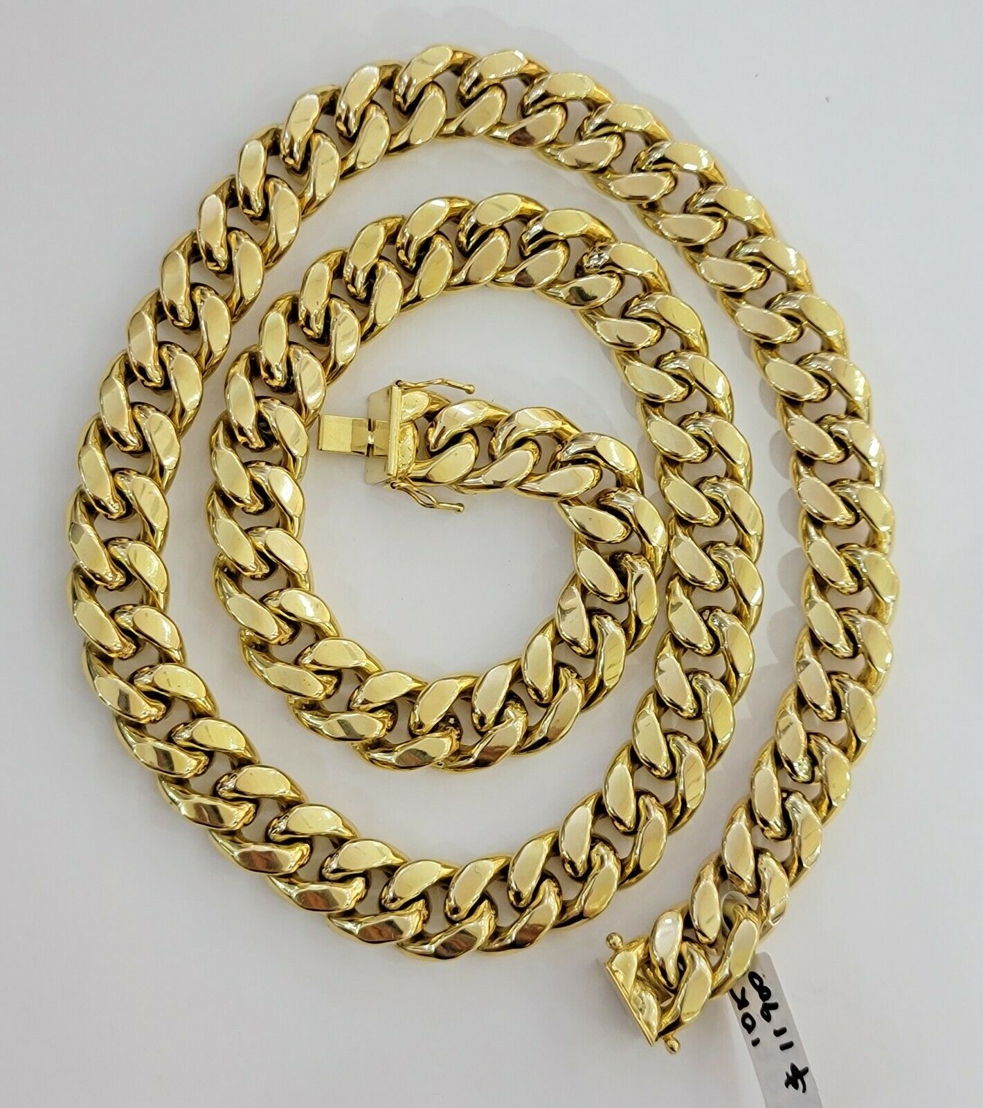 Real Gold Necklace Miami Cuban Link Chain THICK 13MM 20" - 30" 10KT Yellow Gld MEN - GoldenlinQ