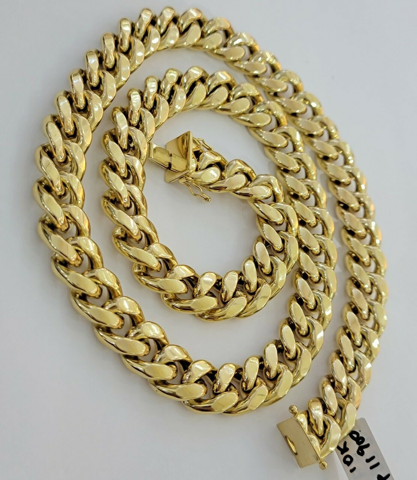 Real Gold Necklace Miami Cuban Link Chain THICK 13MM 20" - 30" 10KT Yellow Gld MEN - GoldenlinQ