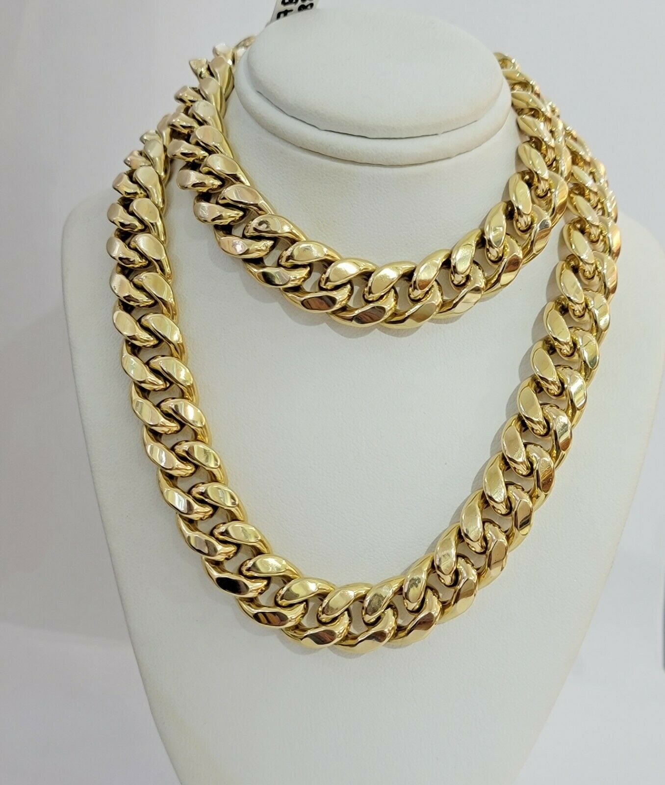 Real Gold Necklace Miami Cuban Link Chain THICK 13MM 20" - 30" 10KT Yellow Gld MEN - GoldenlinQ