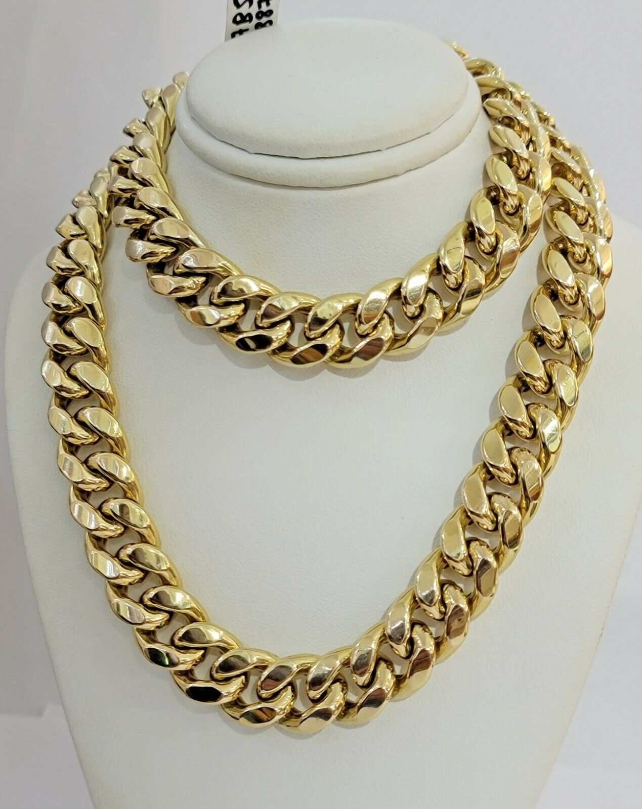 Real Gold Necklace Miami Cuban Link Chain THICK 13MM 20" - 30" 10KT Yellow Gld MEN - GoldenlinQ