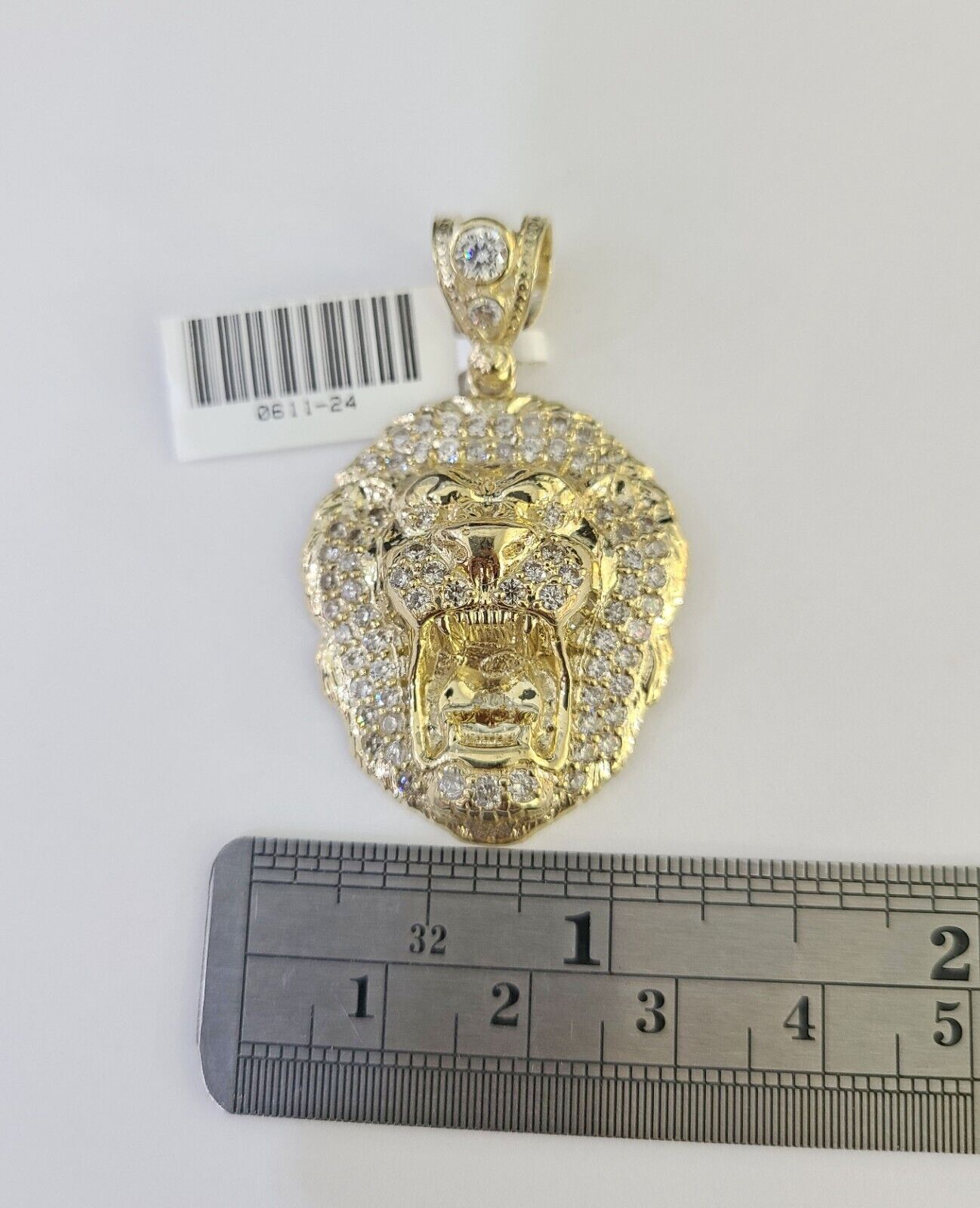 Real Gold Roaring Lion Head Charm Pendant 10k Yellow Gold 2" Men Women - GoldenlinQ