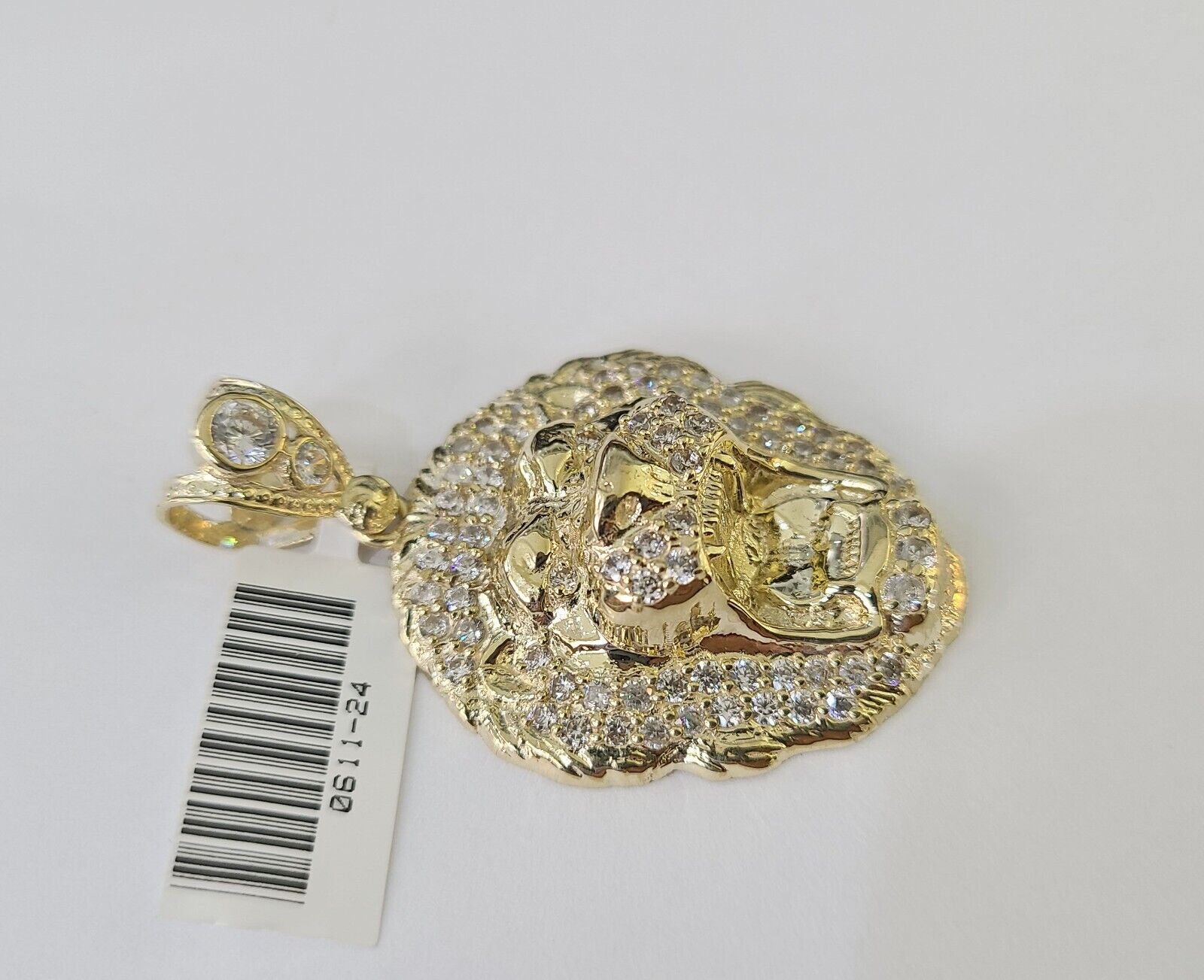 Real Gold Roaring Lion Head Charm Pendant 10k Yellow Gold 2" Men Women - GoldenlinQ