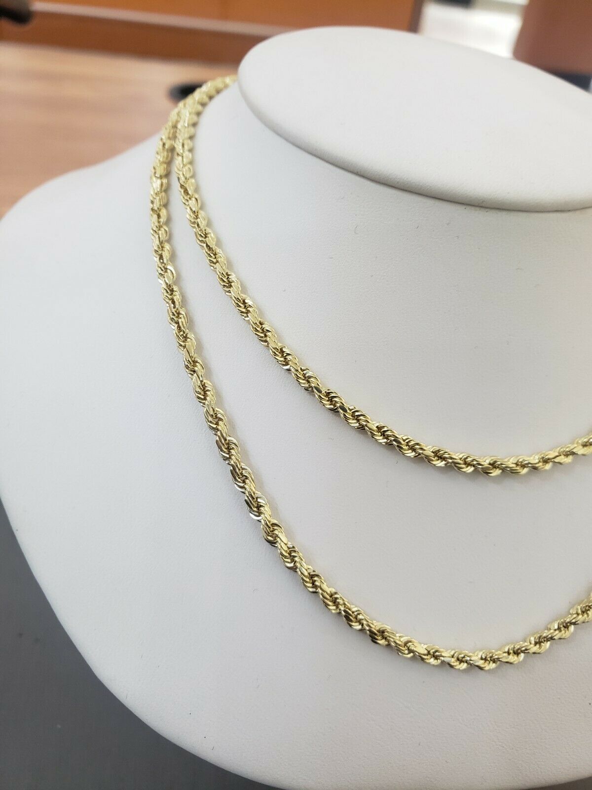 Real Gold Rope Chain Solid 14k Yellow Gold Necklace 18" - 28" 3.5mm Diamond Cut - GoldenlinQ