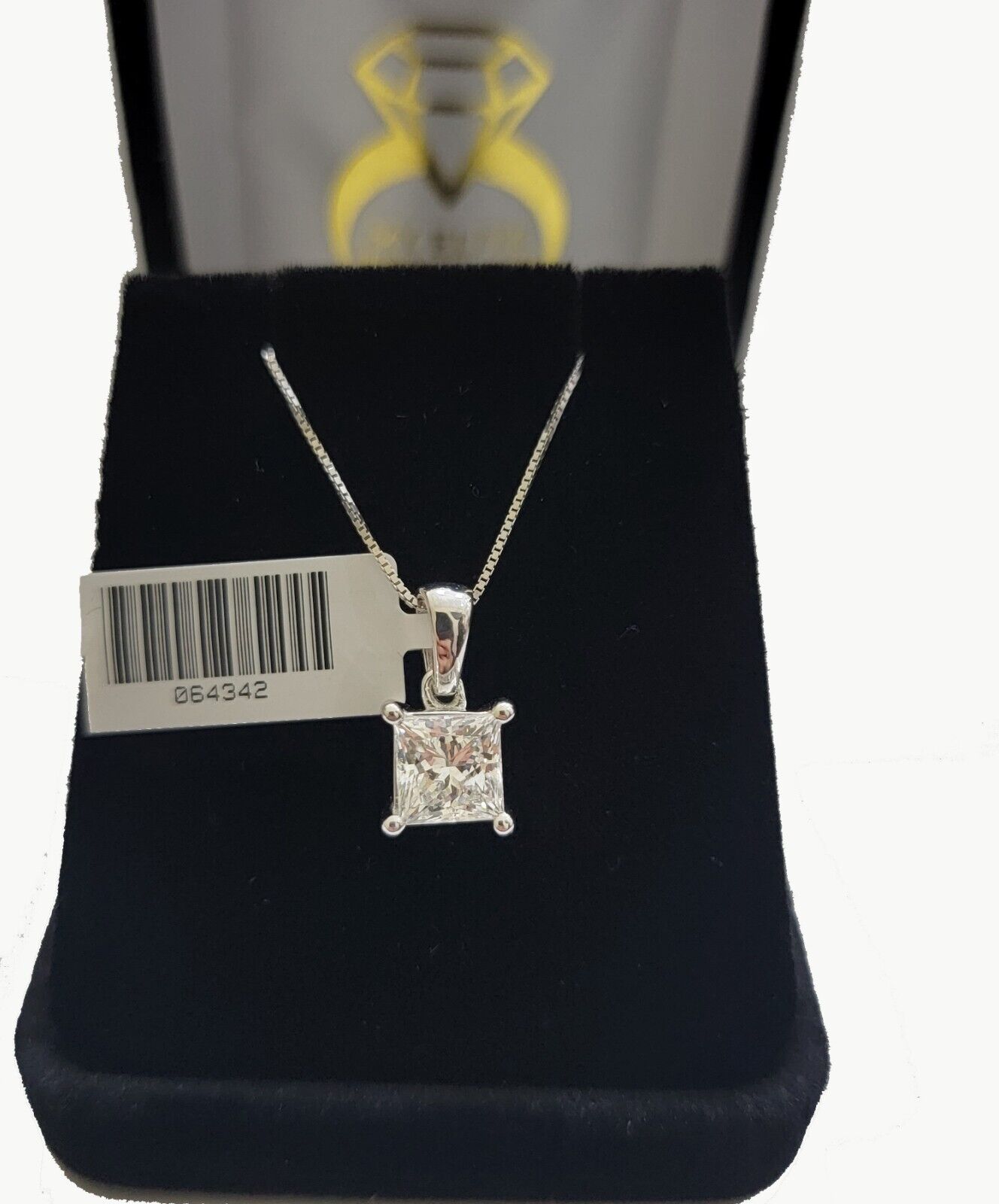 Real Ladies Diamond Solitaire Pendant 2CT 14k White Gold Princess Cut Lab - made - GoldenlinQ