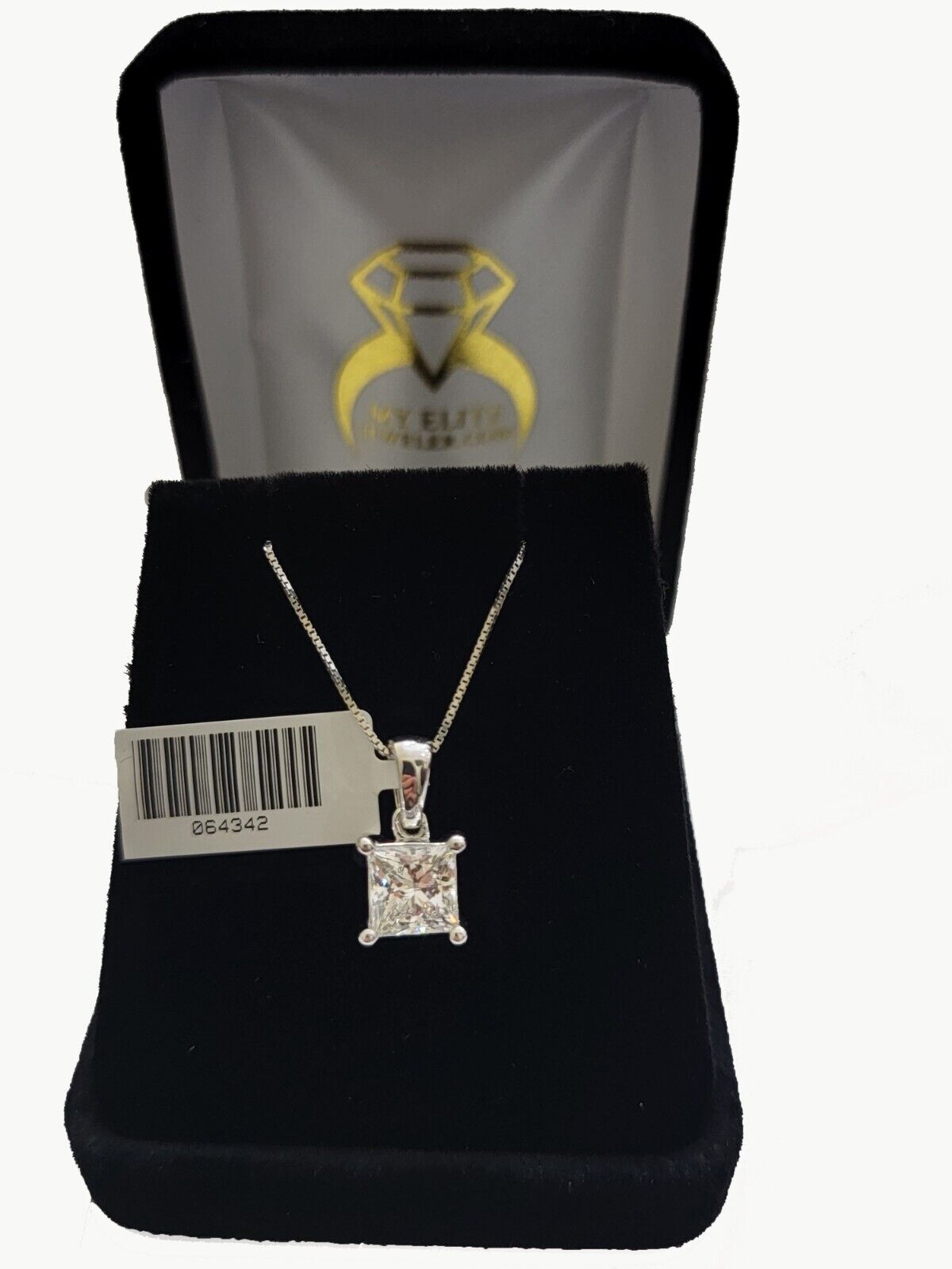 Real Ladies Diamond Solitaire Pendant 2CT 14k White Gold Princess Cut Lab - made - GoldenlinQ