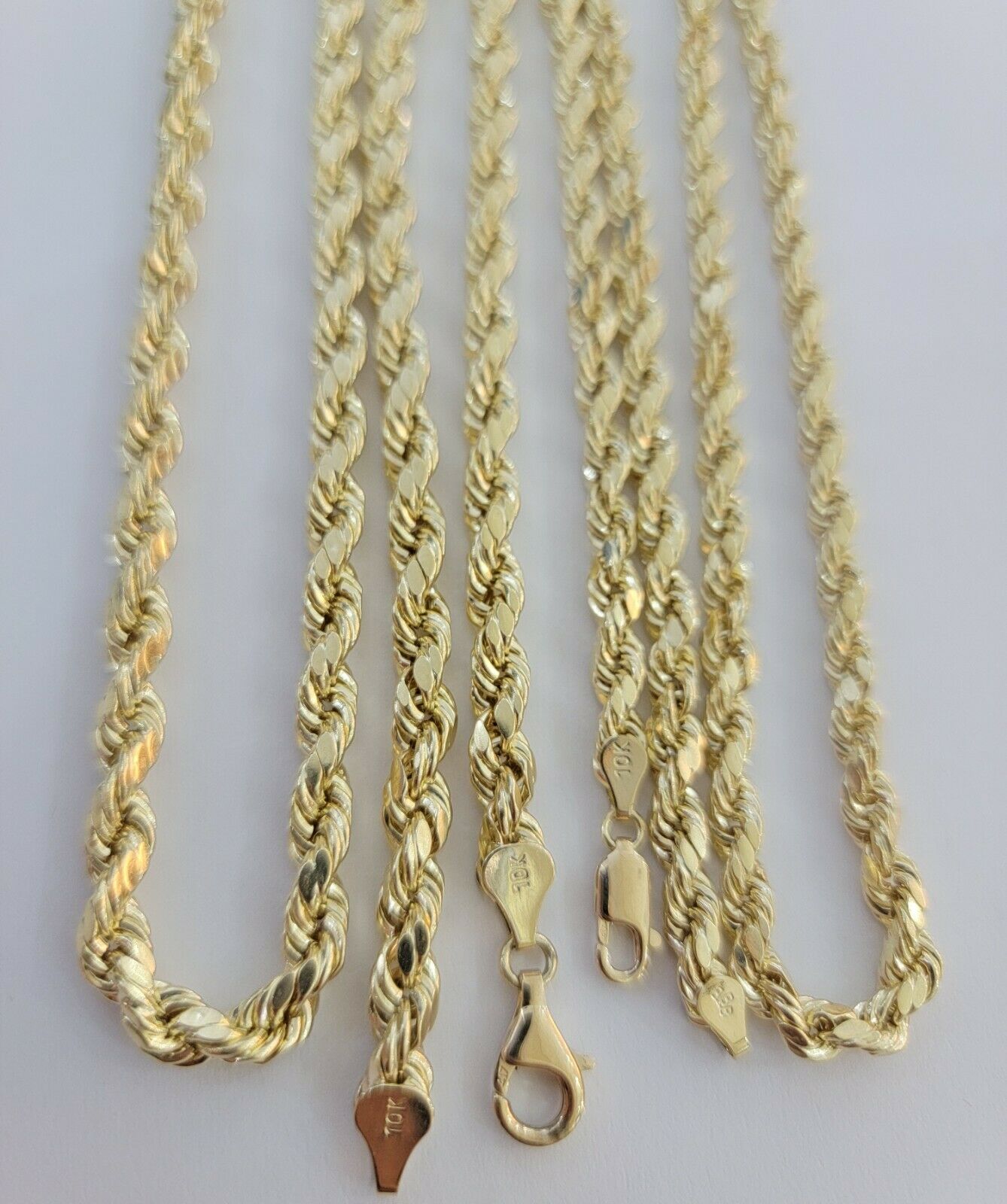 Real Solid 10k Rope Necklace 6mm Chain 18" - 30" Inch 10kt Yellow Gold Diamond Cut - GoldenlinQ