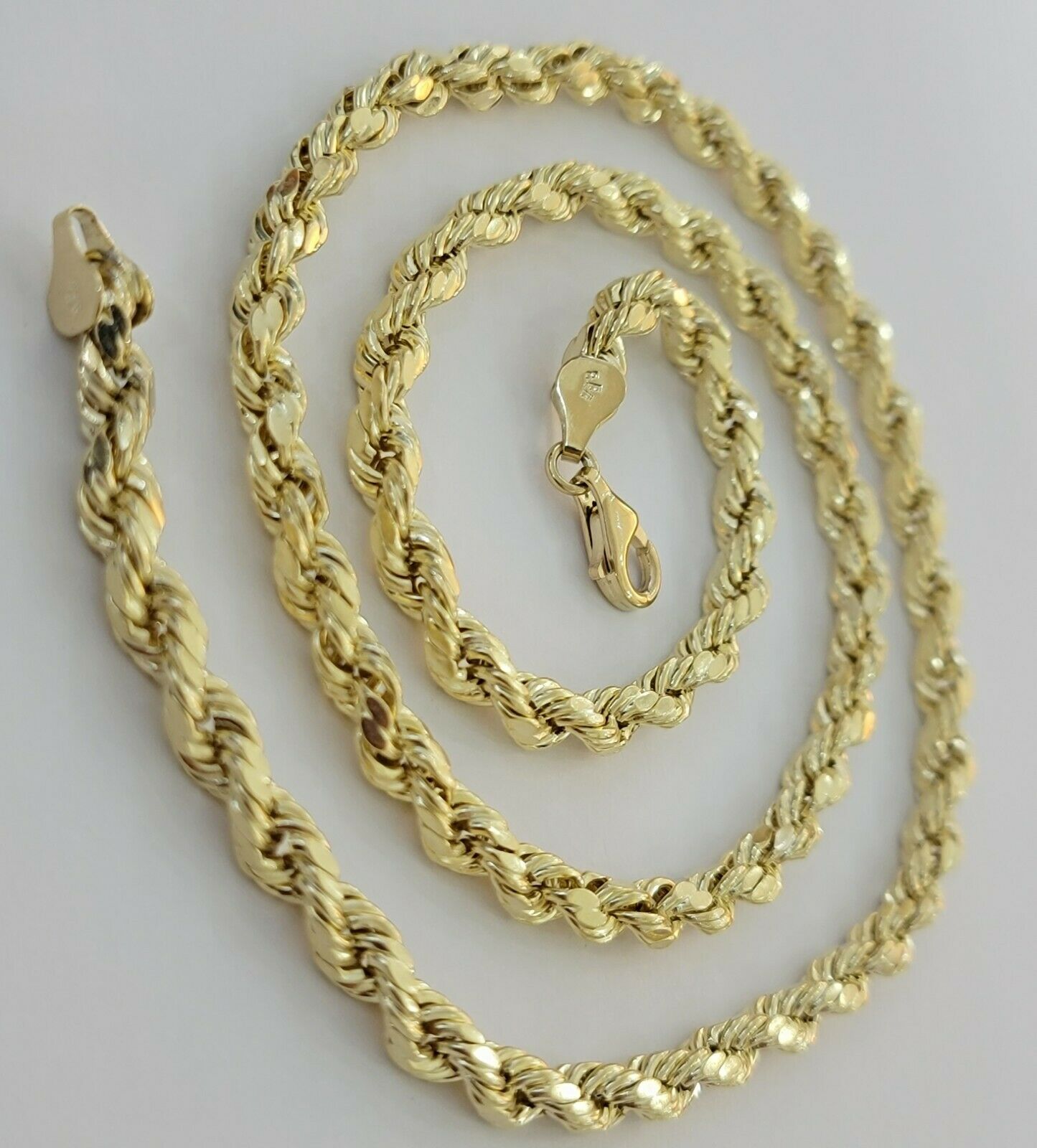 Real Solid 10k Rope Necklace 6mm Chain 18" - 30" Inch 10kt Yellow Gold Diamond Cut - GoldenlinQ