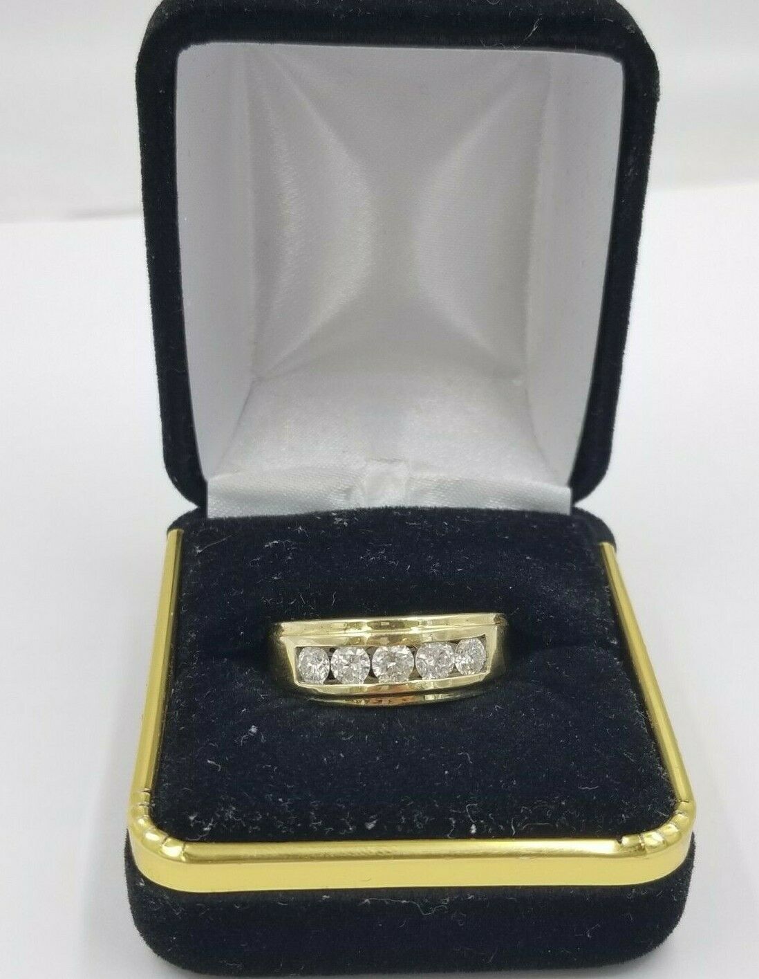 REAL solid 14k Gold Diamond Mens Band Engagement Wedding 1 CT Ring White Yellow - GoldenlinQ