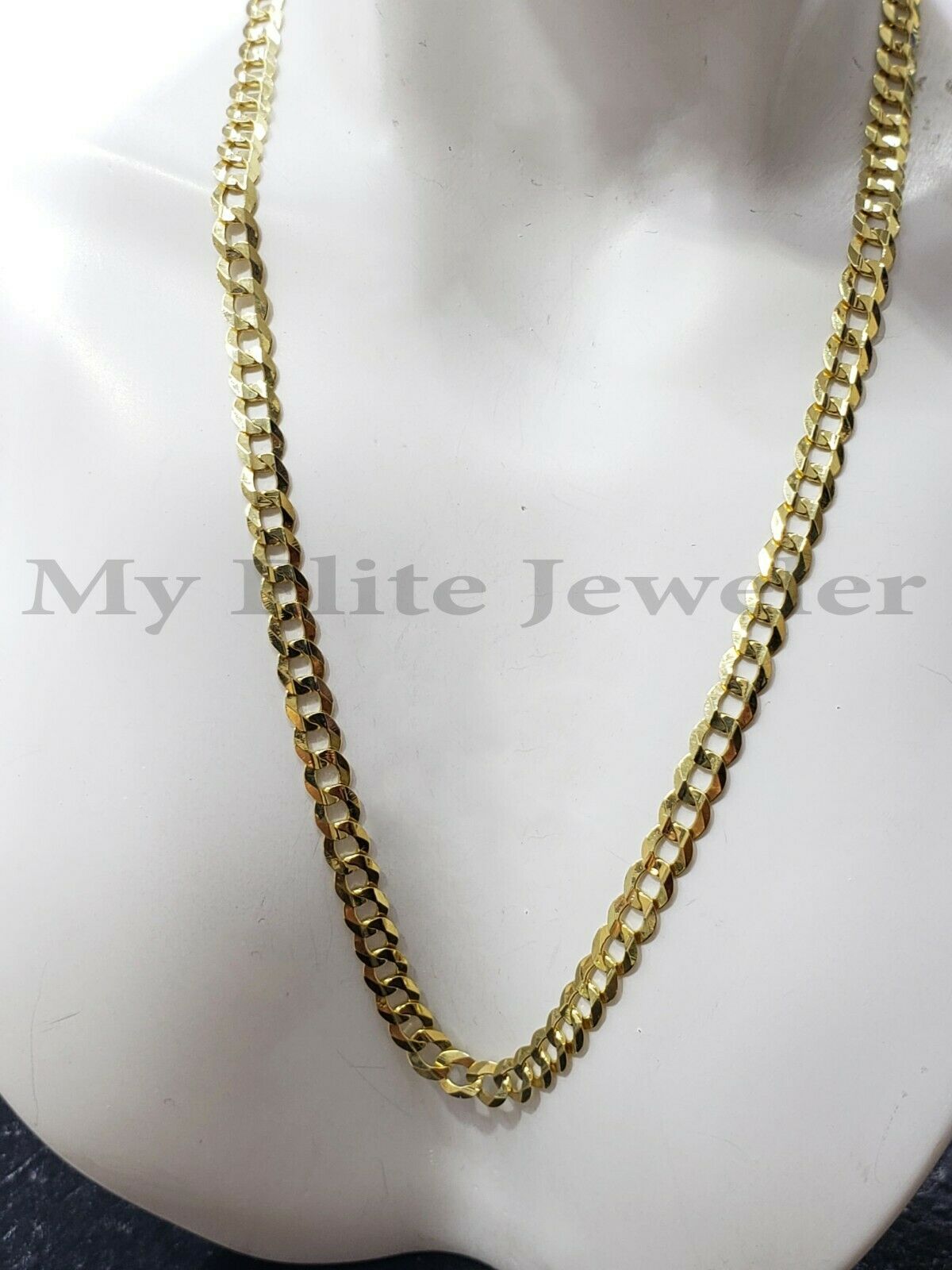 Real Solid 14k Yellow Gold Ladies Link Necklace 22 Inch Cuban Curb Chain 3 MM - GoldenlinQ