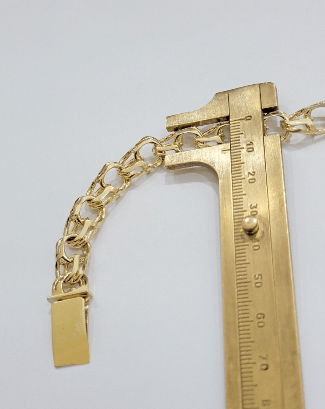 Real Solid 14kt Yellow Gold Chino ID Mens Name Plate Bracelet 10mm 8 Inches SALE - GoldenlinQ