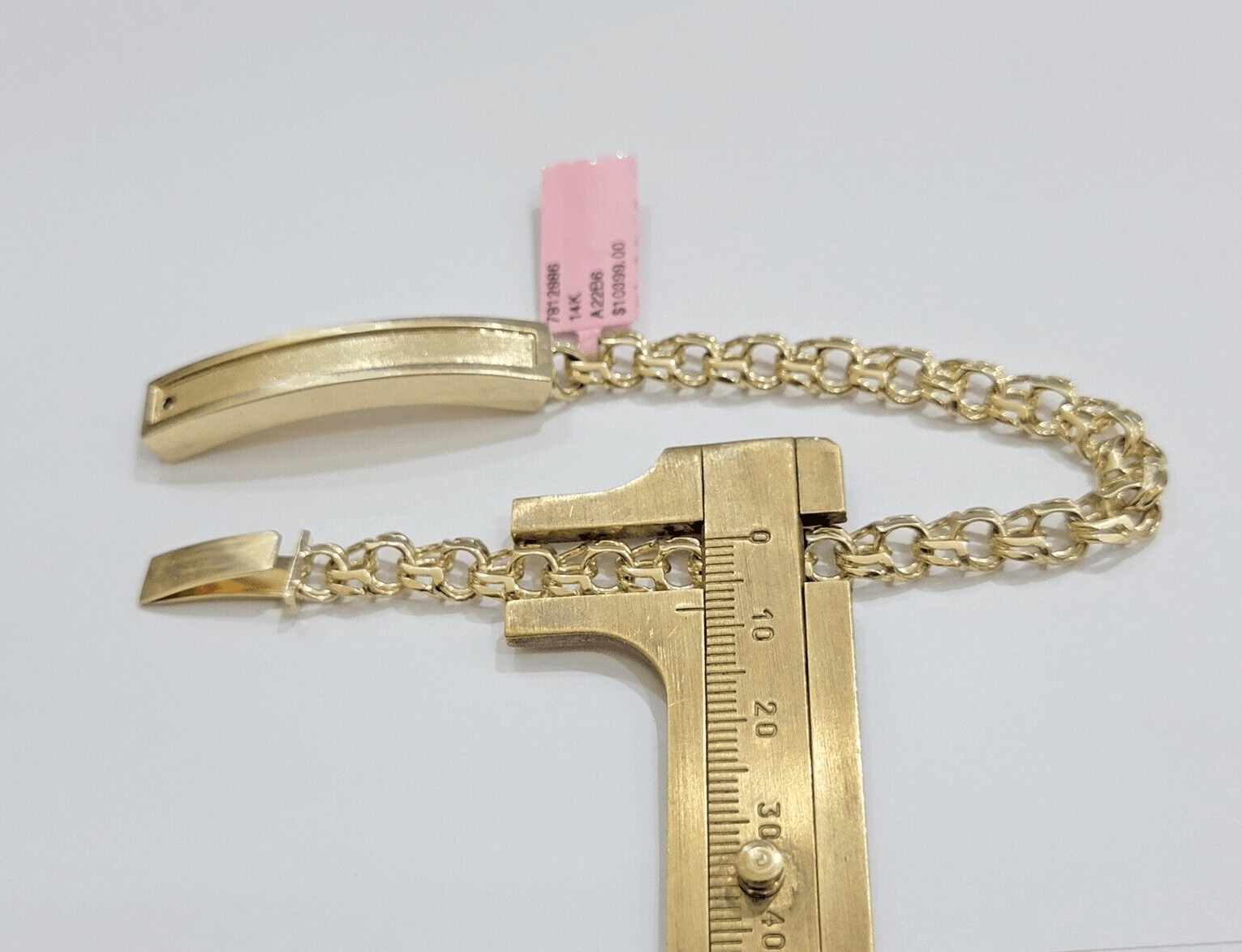 Real Solid 14kt Yellow Gold Chino ID Men's Name Plate Bracelet 8mm 8 Inches SALE - GoldenlinQ