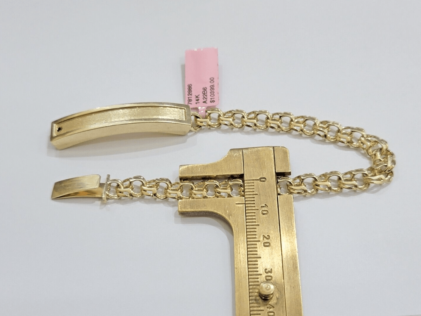 Real Solid 14kt Yellow Gold Chino ID Men's Name Plate Bracelet 8mm 8 Inches SALE - GoldenlinQ