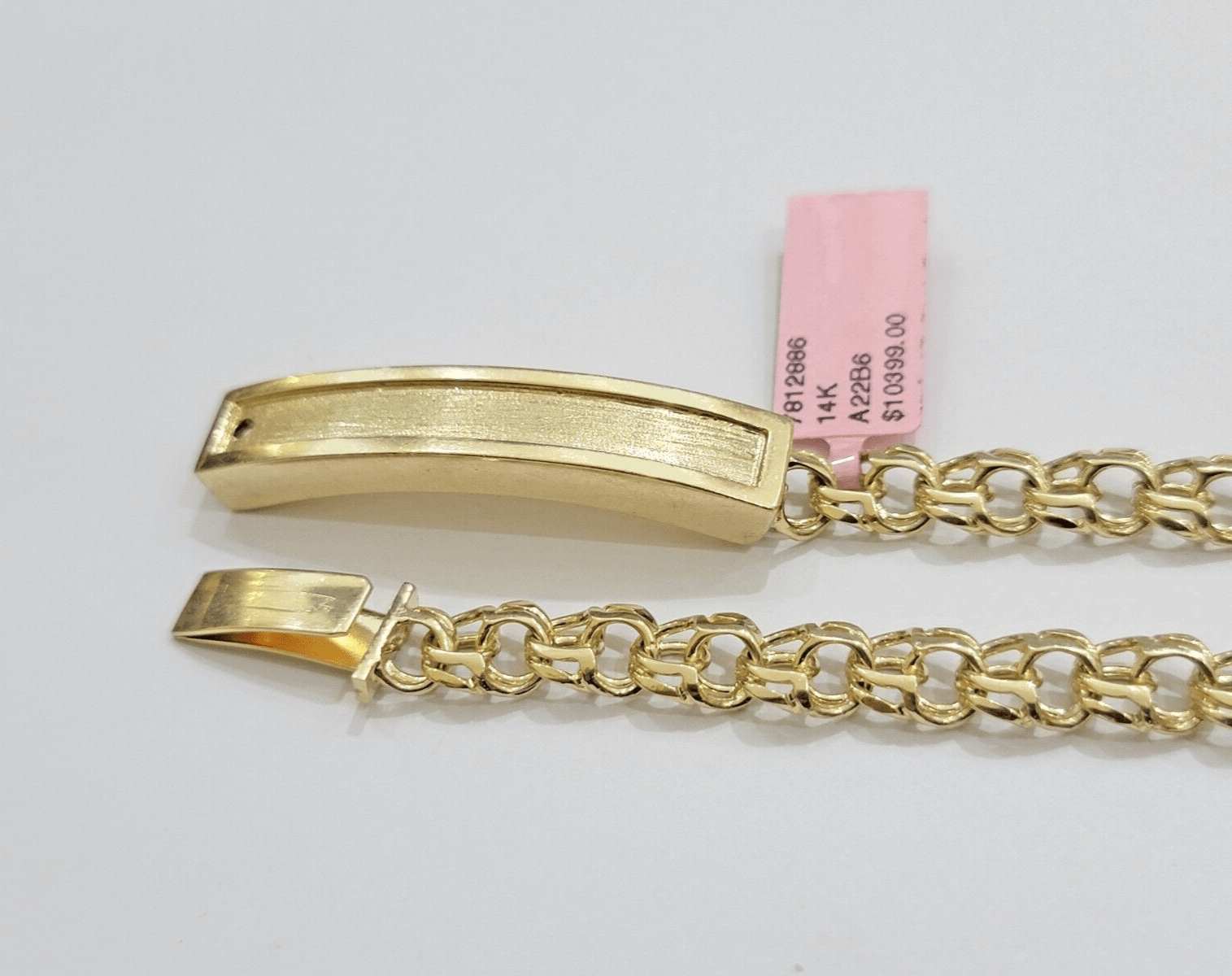 Real Solid 14kt Yellow Gold Chino ID Men's Name Plate Bracelet 8mm 8 Inches SALE - GoldenlinQ