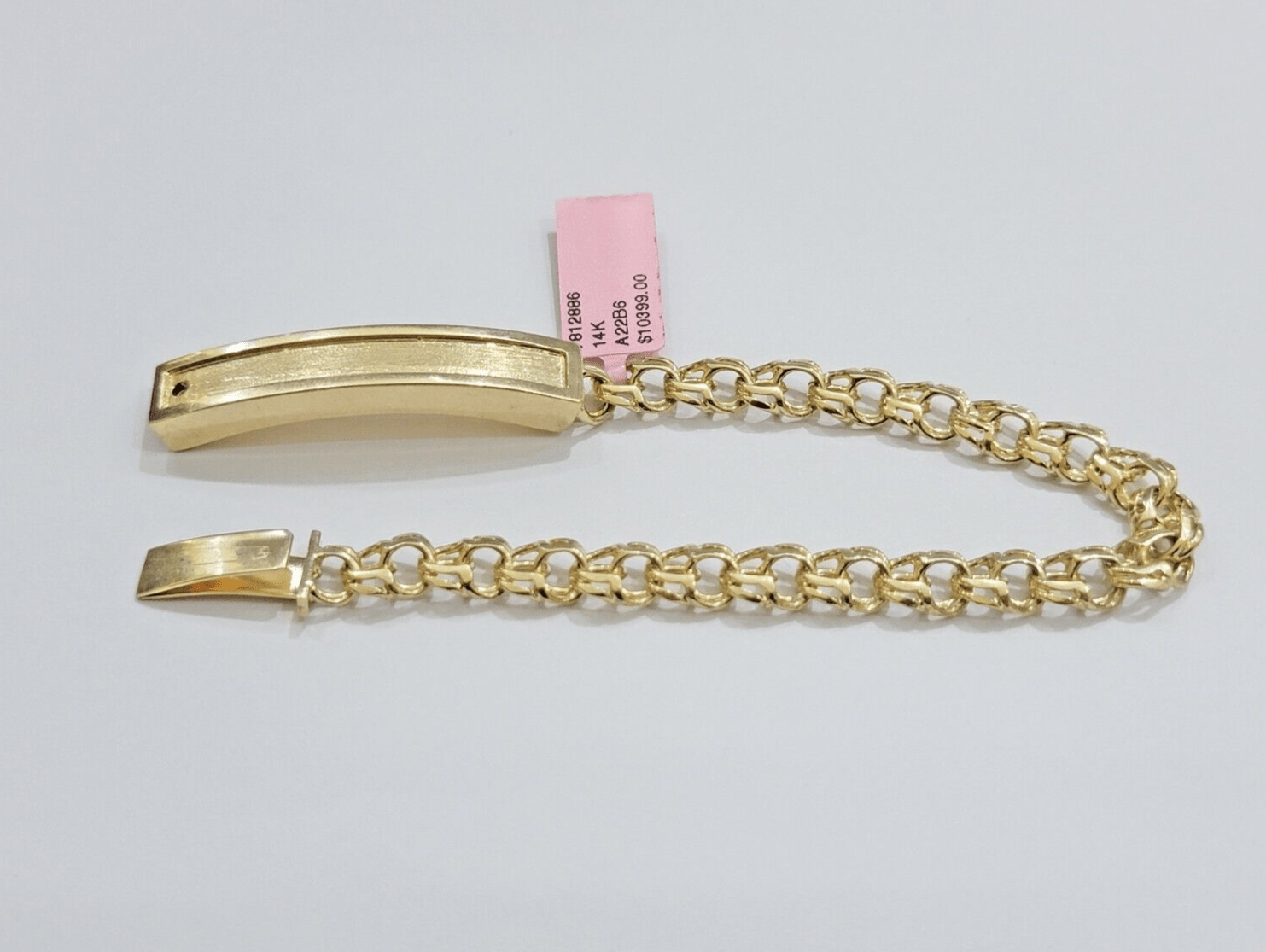 Real Solid 14kt Yellow Gold Chino ID Men's Name Plate Bracelet 8mm 8 Inches SALE - GoldenlinQ