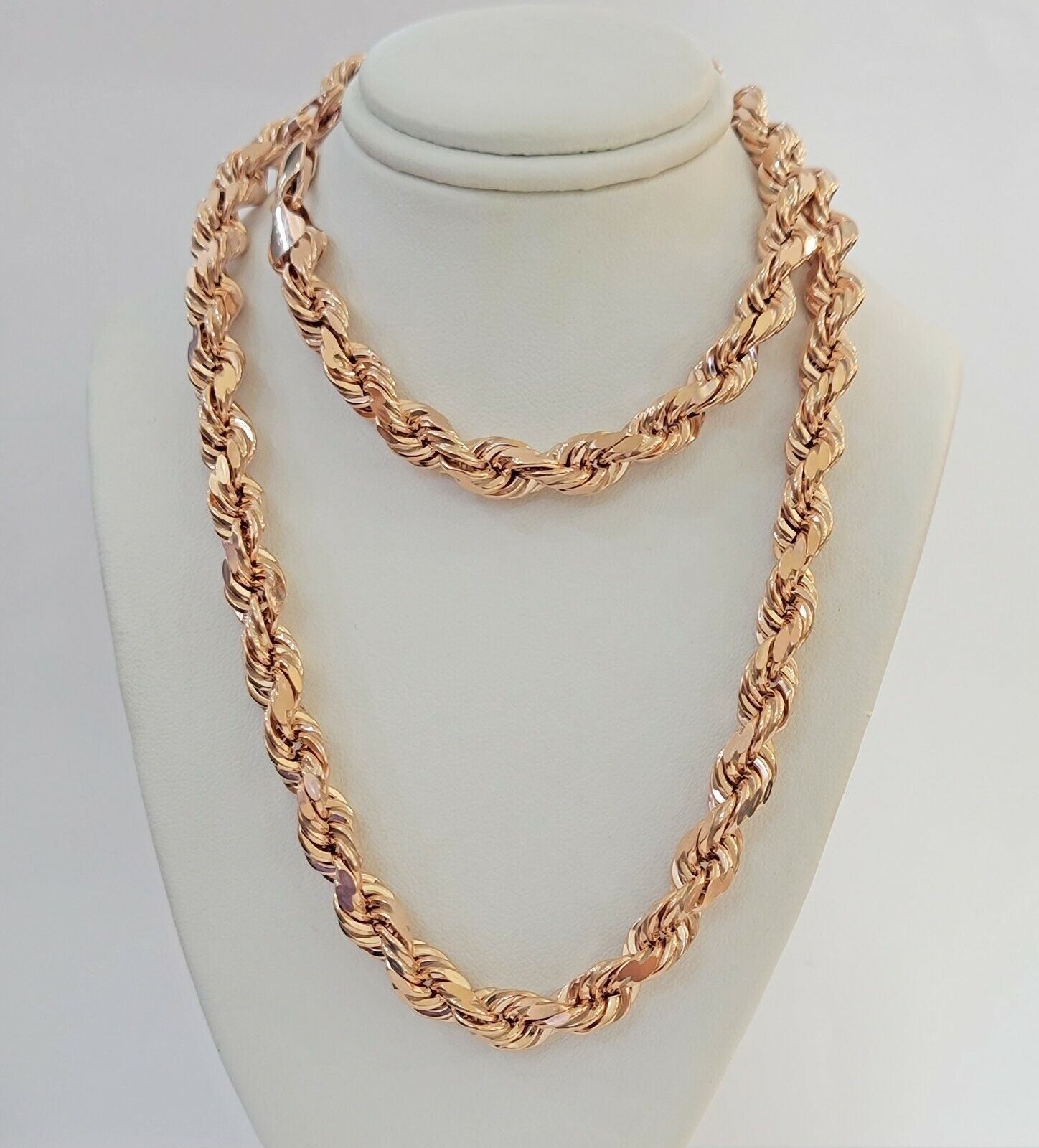 Rope Chain Necklace Real 10k Rose Gold 7mm 20" - 26" Inch Diamond Cuts HEAVY SOLID - GoldenlinQ