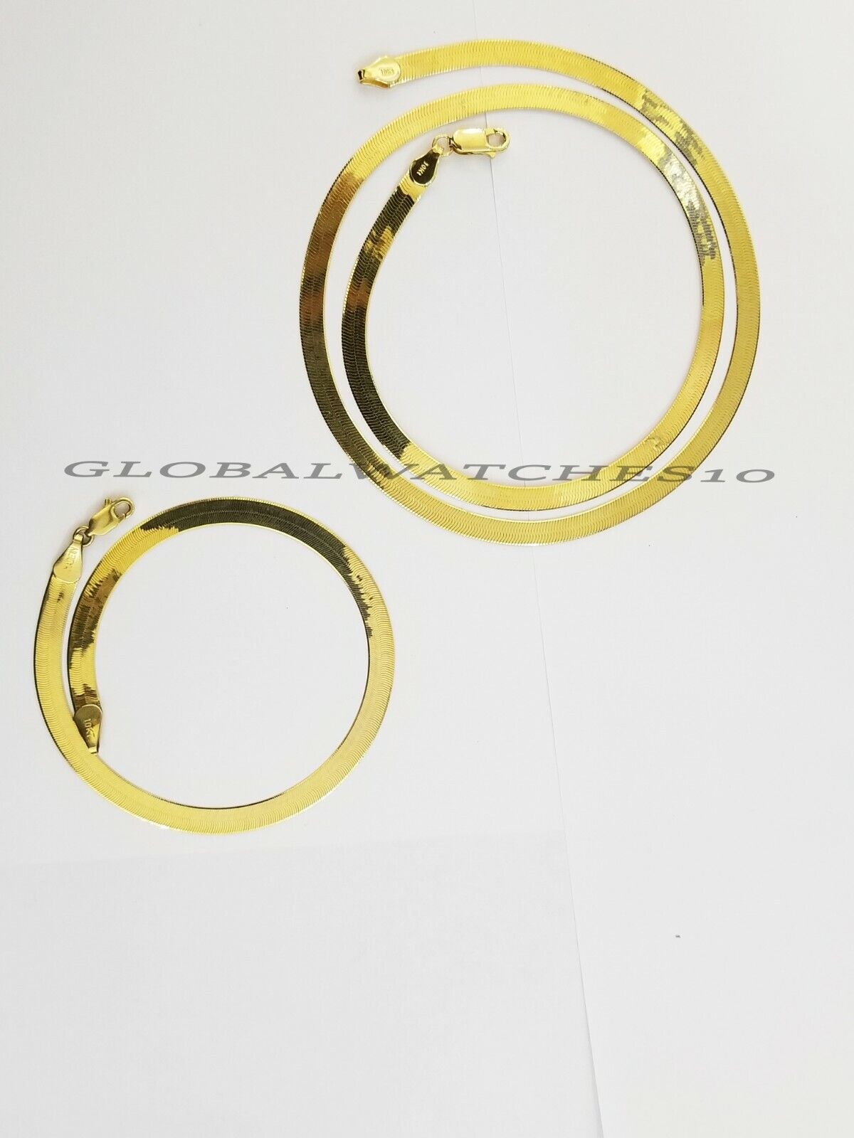 Solid 10K Gold 5mm - 15mm Herringbone Necklace Bracelet 16 - 24" Chain Yellow Gold - GoldenlinQ