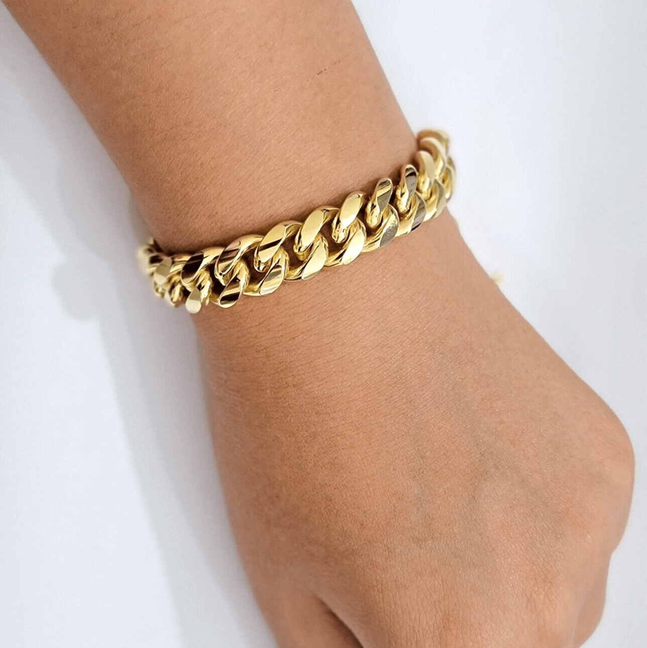 Solid 10k Gold Bracelet 12mm Miami Cuban Link 9 Inch Box Clasp Mens REAL 10KT - GoldenlinQ