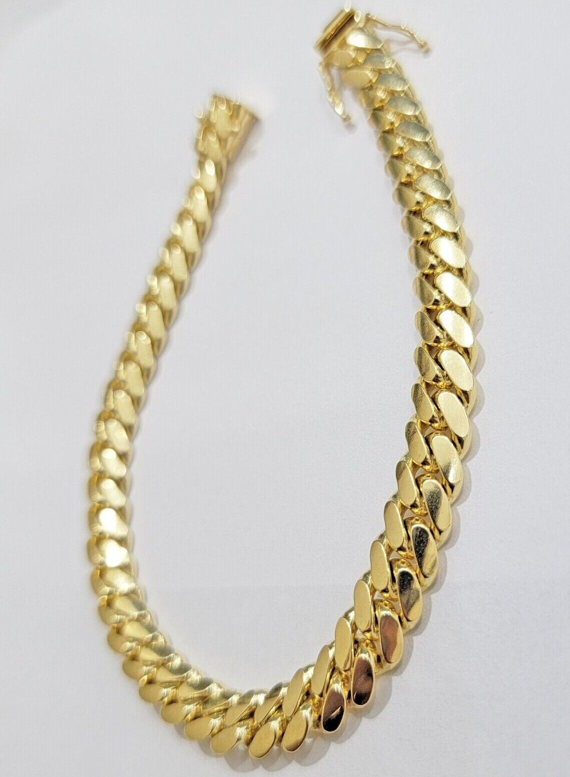 Solid 10k Gold Bracelet 8mm Miami Cuban Link 8" long Box Clasp 10kt Yellow, REAL - GoldenlinQ