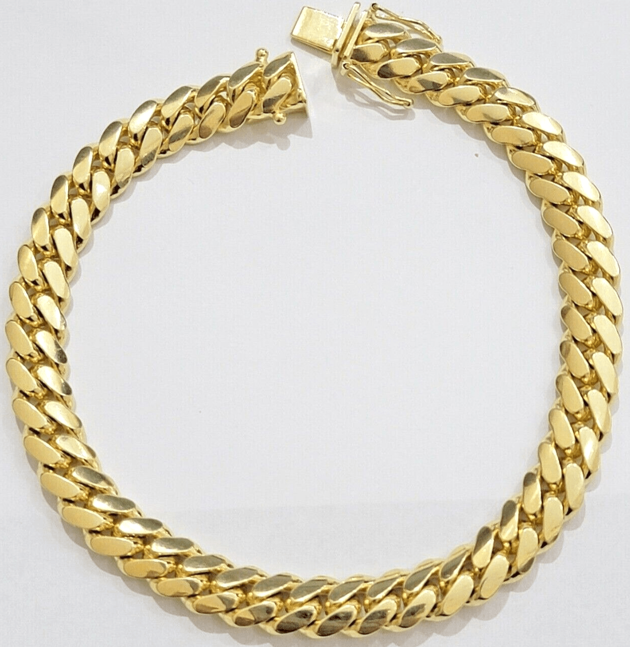 Solid 10k Gold Bracelet 9mm 8 Inch Miami Cuban Link Box Lock REAL 10KT Men Women - GoldenlinQ