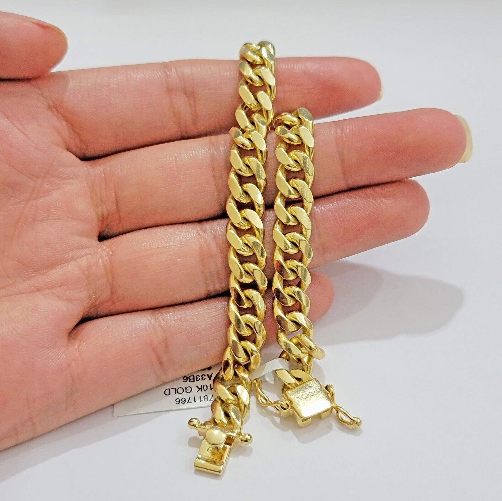 Solid 10k Gold Bracelet Cuban Link 8mm 7.5" Miami Cuben REAL 10k Yellow Gold Men - GoldenlinQ