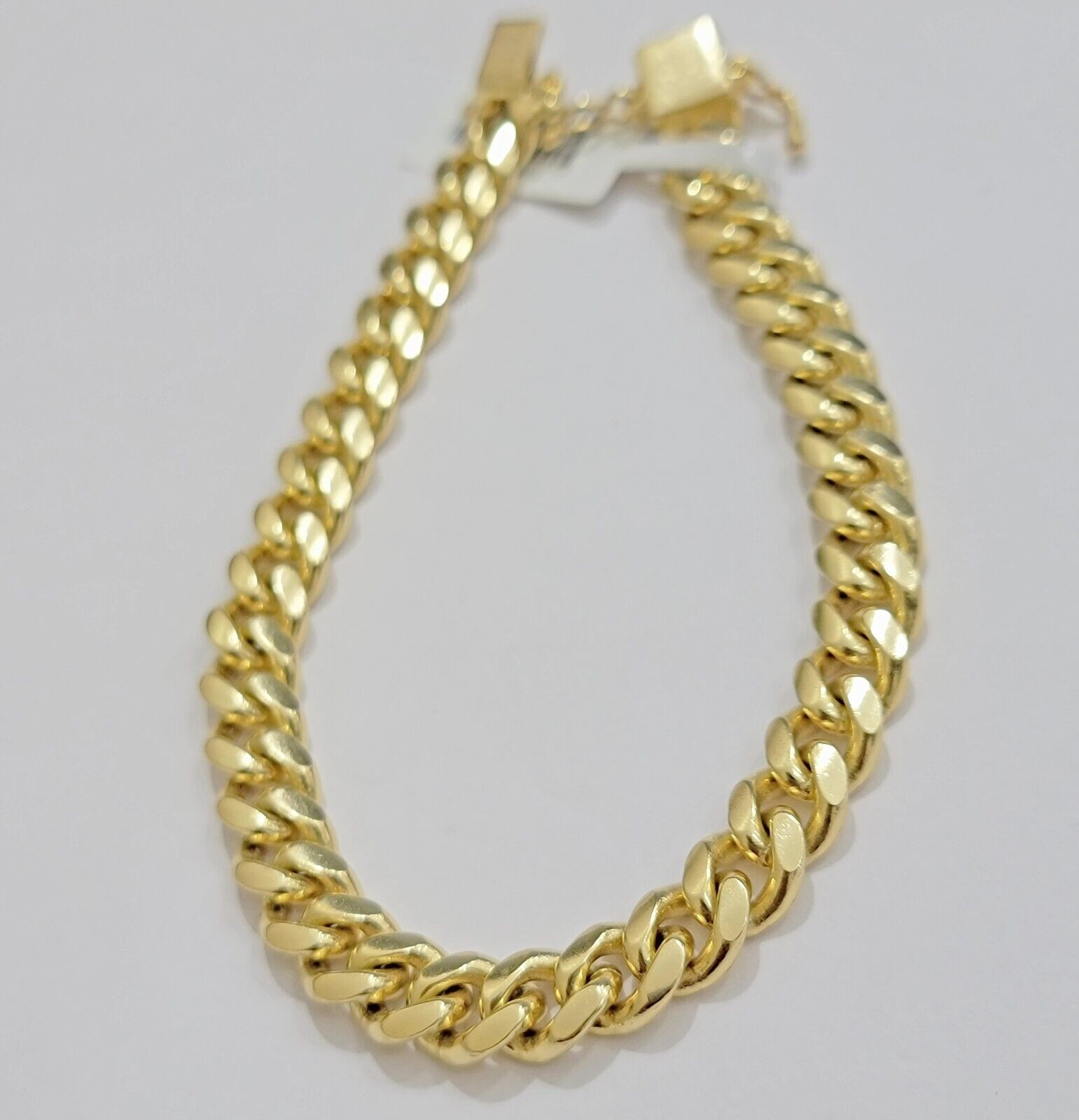 Solid 10k Gold Bracelet Cuban Link 8mm 7.5" Miami Cuben REAL 10k Yellow Gold Men - GoldenlinQ