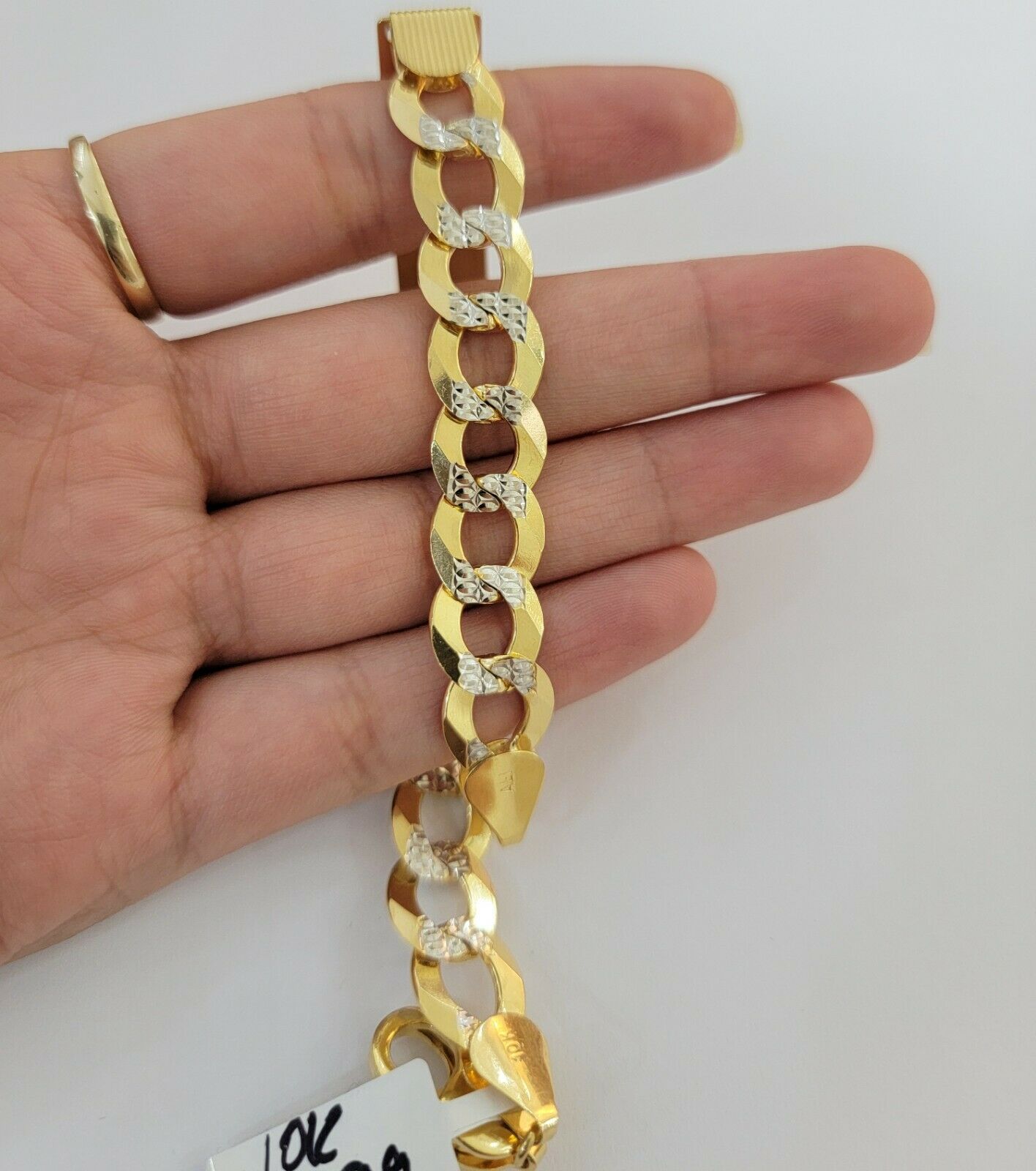 Solid 10k Gold Bracelet Id Cuban link 11mm 9" 10kt Yellow Gold Strong Link, REAL - GoldenlinQ