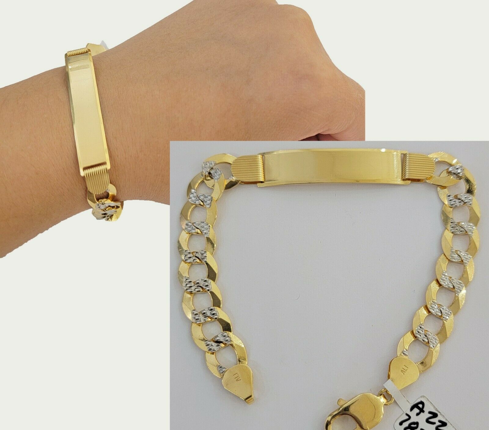 Solid 10k Gold Bracelet Id Cuban link 11mm 9" 10kt Yellow Gold Strong Link, REAL - GoldenlinQ