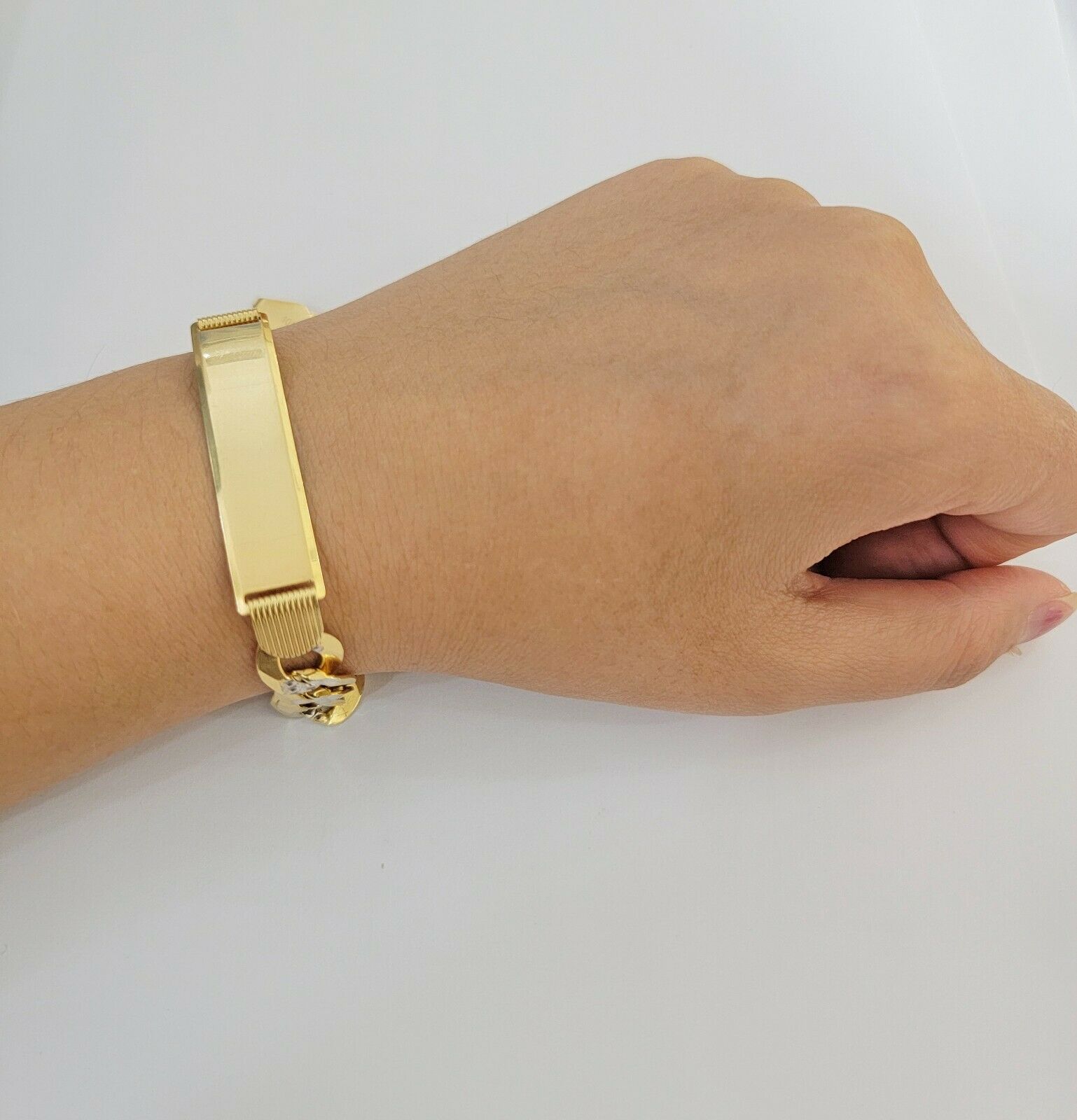 Solid 10k Gold Bracelet Id Cuban link 11mm 9" 10kt Yellow Gold Strong Link, REAL - GoldenlinQ