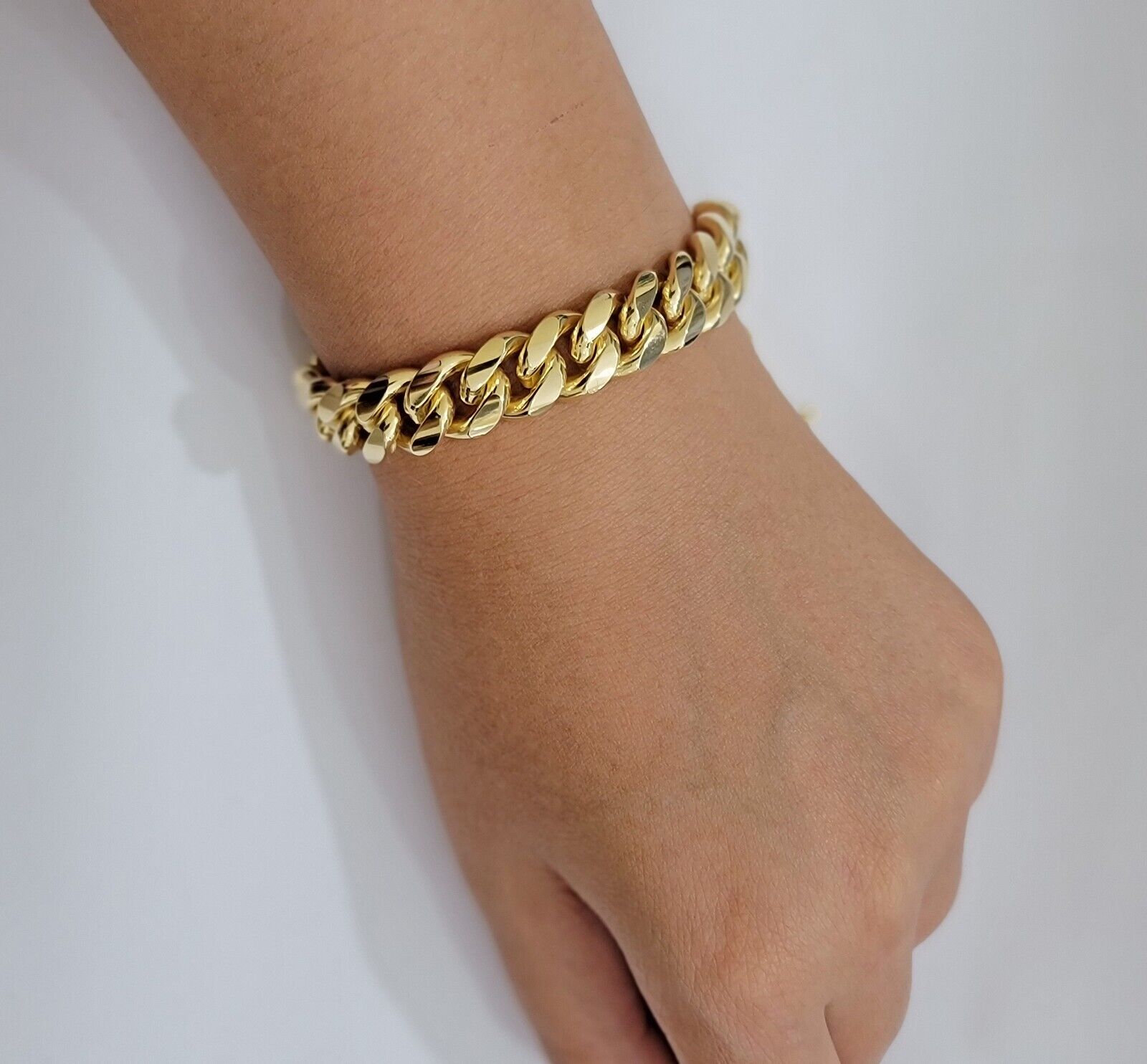 Solid 10k Gold Bracelet Miami Cuban Link 12mm 8" Inch Box Clasp SOLID LINK, Mens - GoldenlinQ