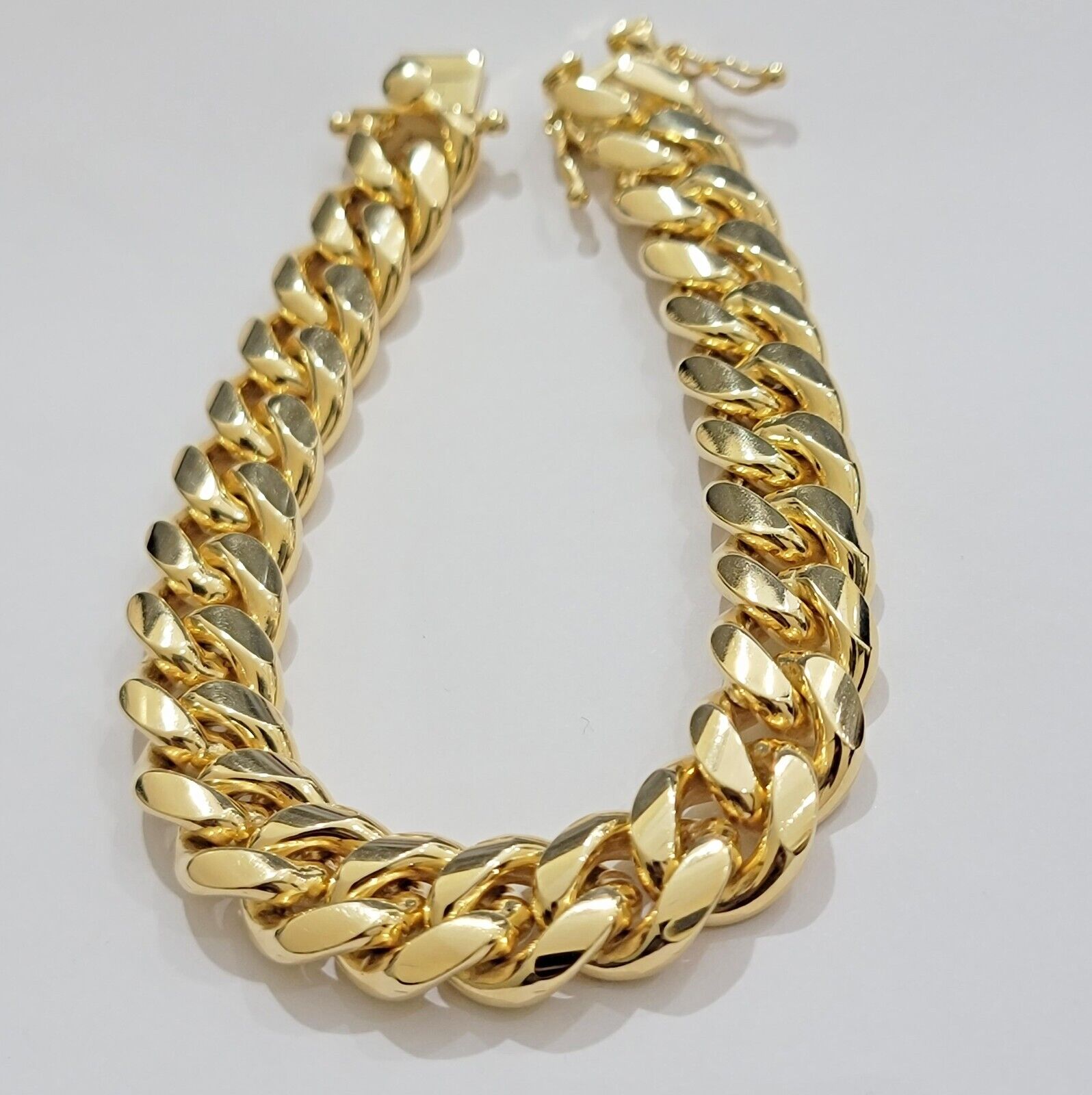 Solid 10k Gold Bracelet Miami Cuban Link 12mm 8" Inch Box Clasp SOLID LINK, Mens - GoldenlinQ