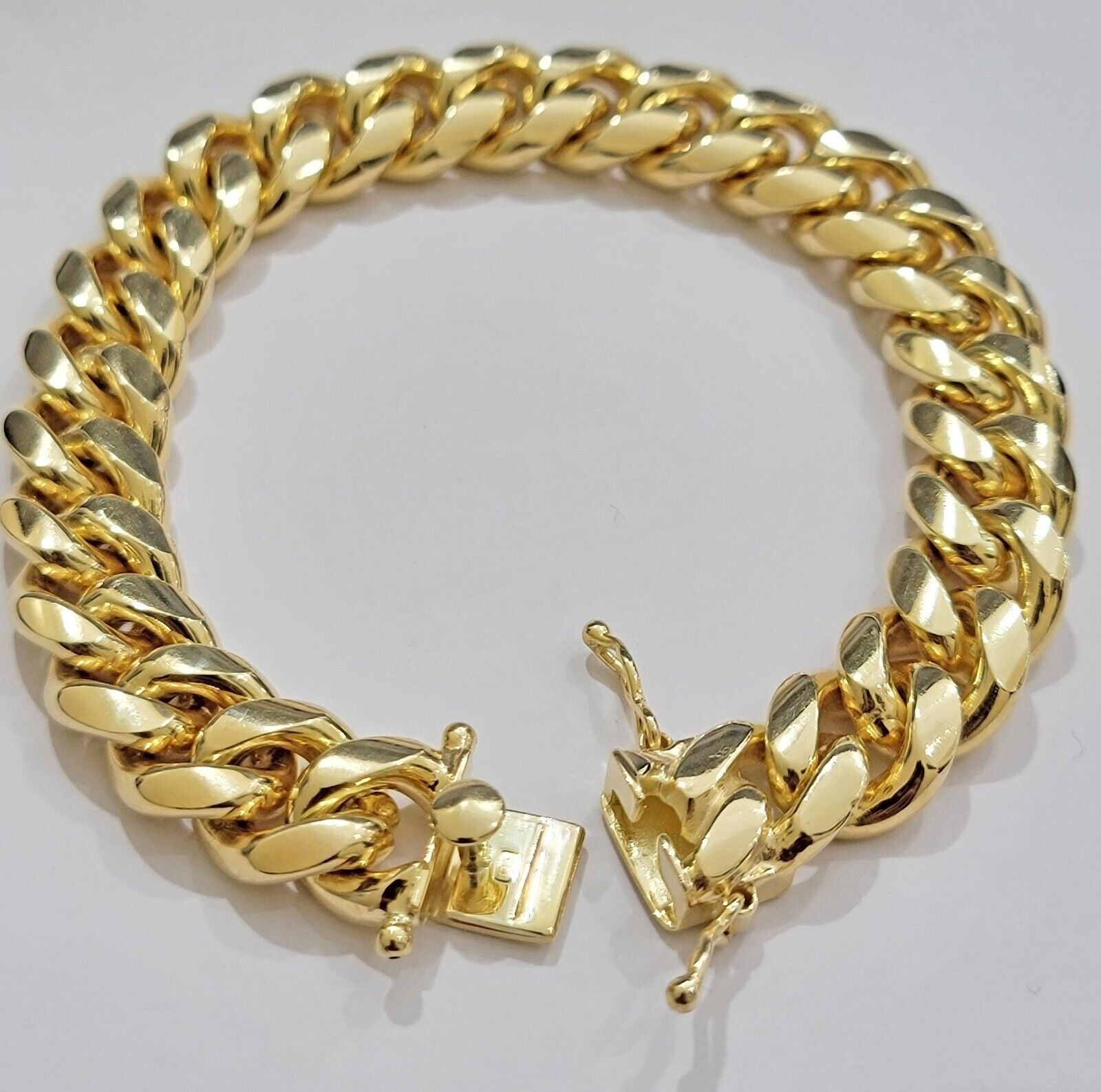 Solid 10k Gold Bracelet Miami Cuban Link 12mm 8" Inch Box Clasp SOLID LINK, Mens - GoldenlinQ