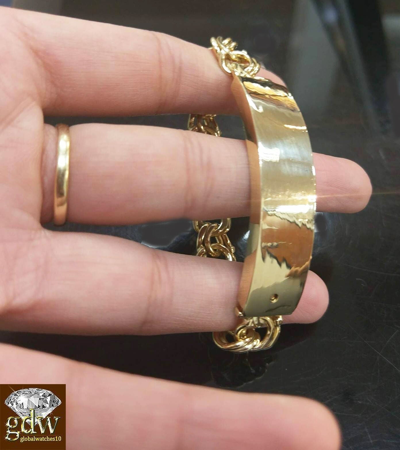 Solid 10k Gold Chino ID Bracelet Size 7.5" Inch Box - GoldenlinQ