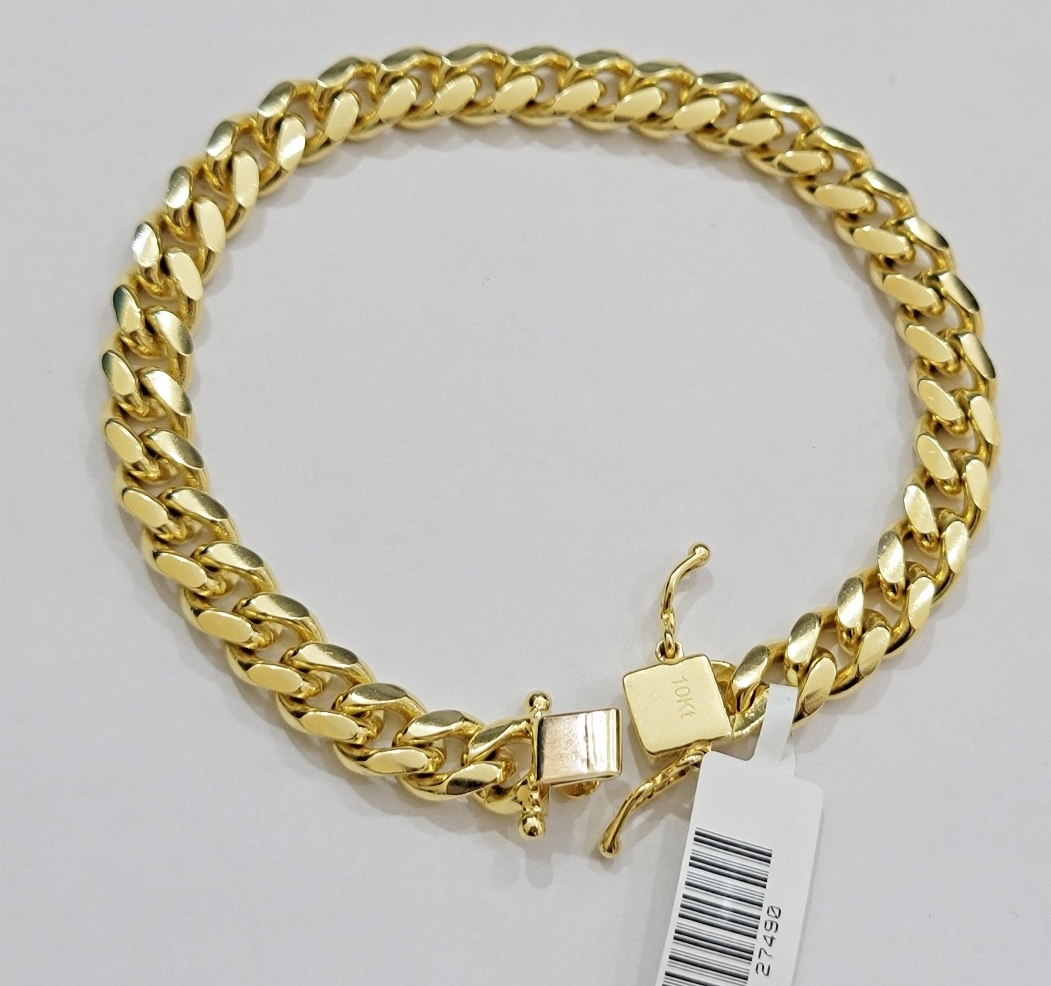 Solid 10k Gold Miami Cuban Link Bracelet 7MM 7.5" 8" 8.5" 9" REAL 10kt Gold Mens - GoldenlinQ