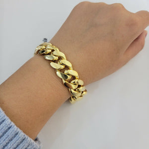 Solid 10k Gold Miami Cuban Link Bracelet Mens 8" 16mm Mens 10kt Real Gold Sale - GoldenlinQ