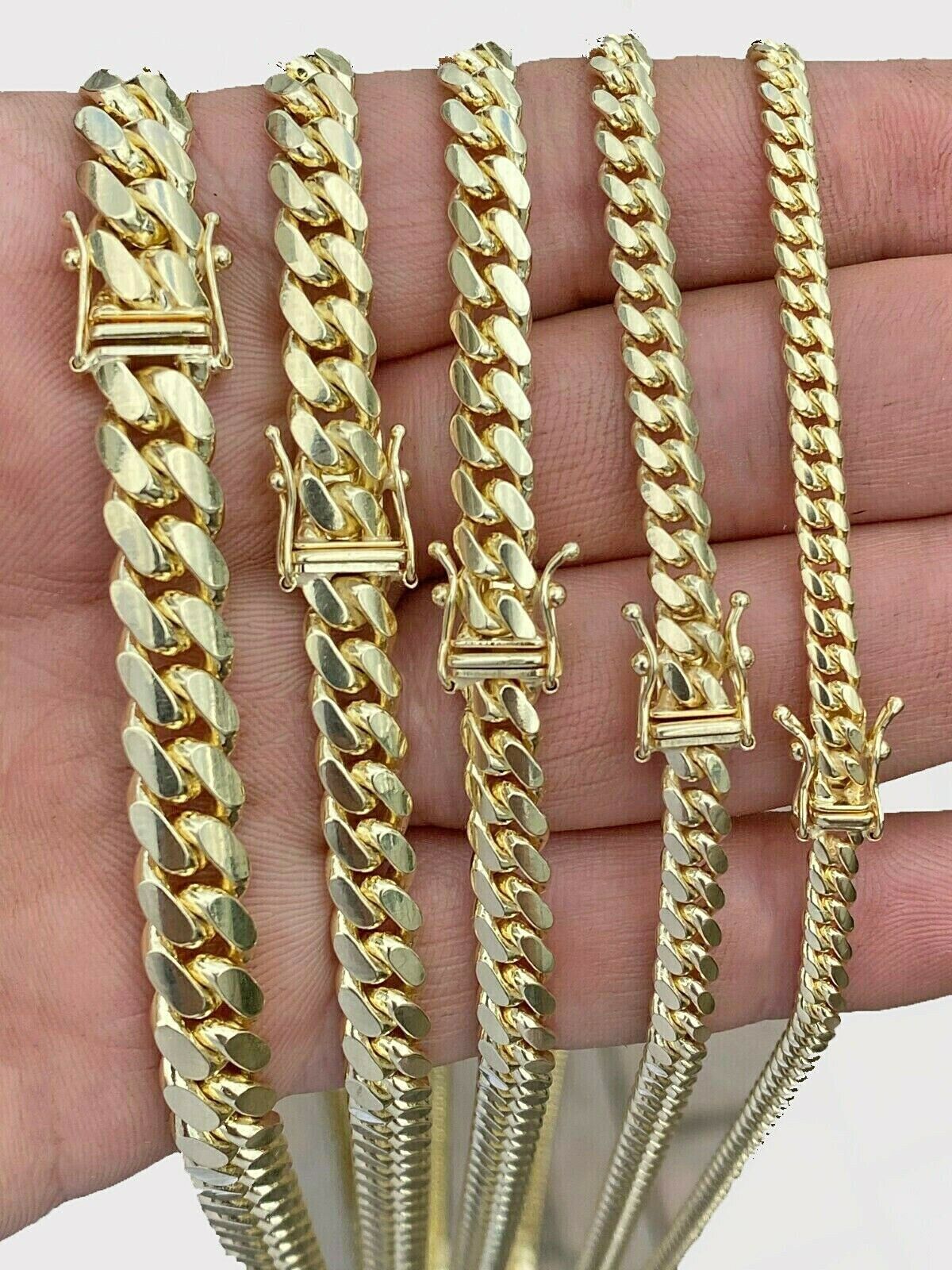 SOLID 10k Gold Miami Cuban link Chain Necklace 20" - 28" Mens REAL 10KT 4mm - 8mm - GoldenlinQ