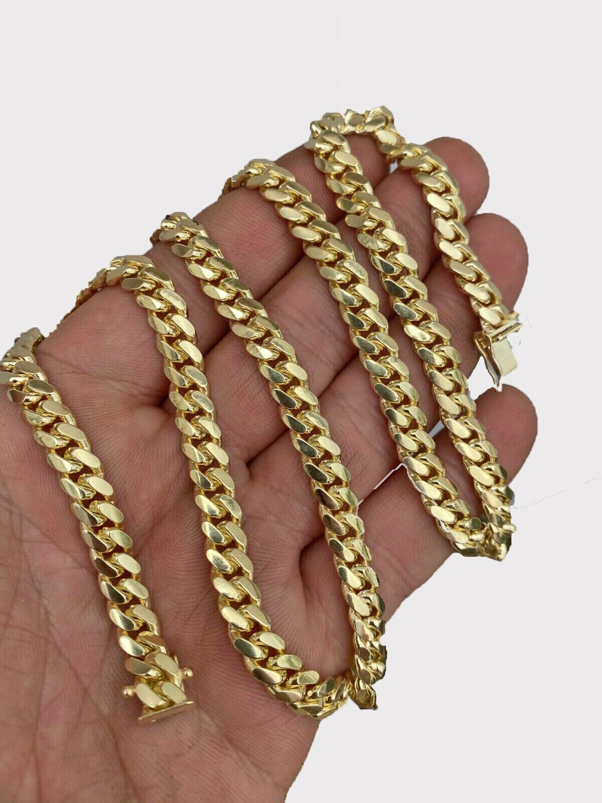 SOLID 10k Gold Miami Cuban link Chain Necklace 20" - 28" Mens REAL 10KT 4mm - 8mm - GoldenlinQ