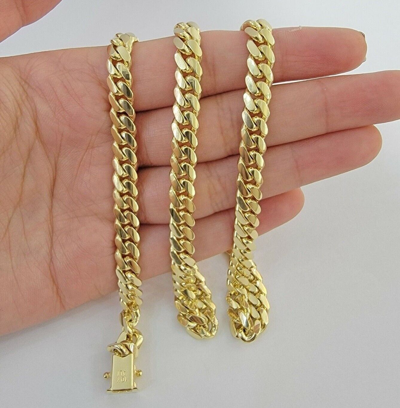 Solid 10k Gold Miami Cuban Link Necklace 20" 7mm Chain REAL 10 KT Men Women - GoldenlinQ