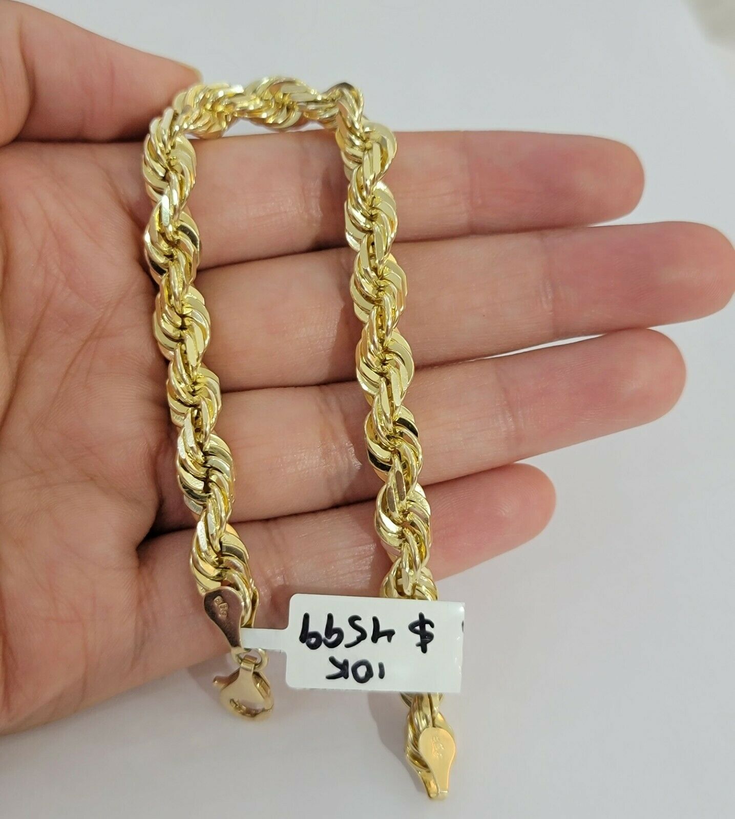 Solid 10k Real Gold Rope Bracelet 7mm 8" Inch 10kt Yellow Gold STRONG & HEAVY - GoldenlinQ