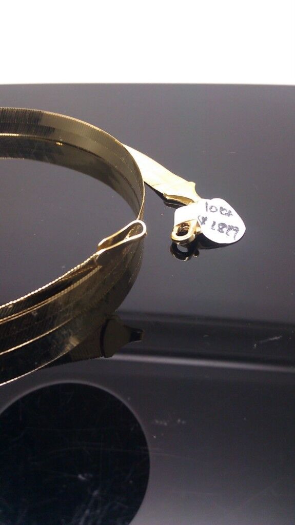 Solid 10k Yellow Gold 18" Inch 7mm Herringbone Necklace Chain Men Women Real 10k - GoldenlinQ