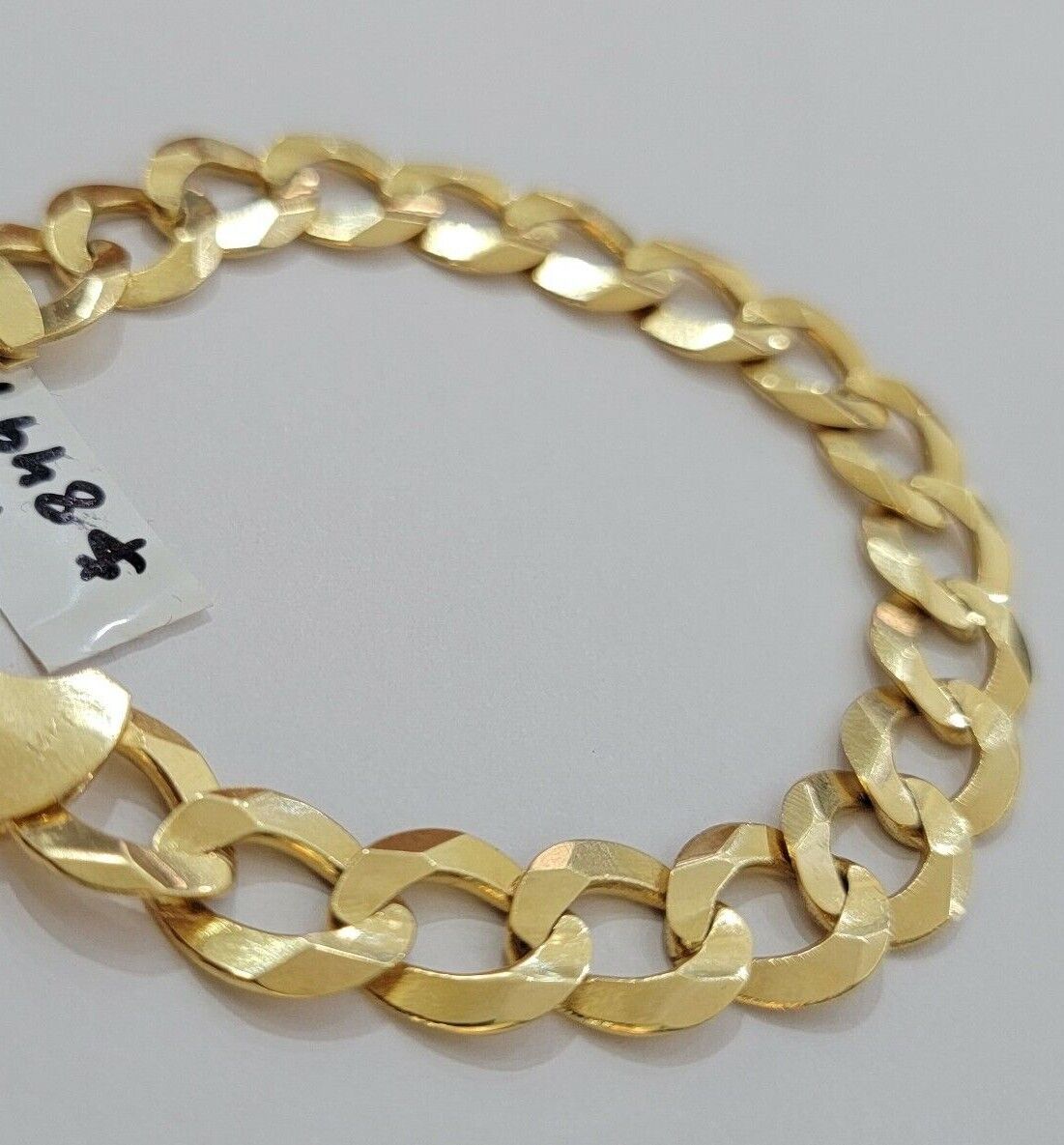 Solid 10k Yellow Gold Cuban Curb link Bracelet 8" 13mm Real 10kt Real Gold Sale - GoldenlinQ