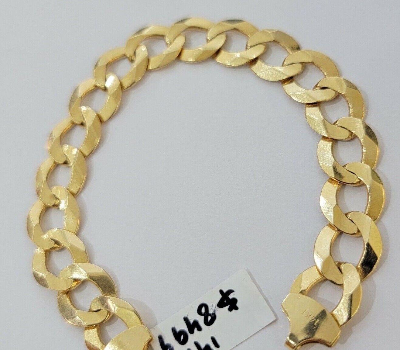 Solid 10k Yellow Gold Cuban Curb link Bracelet 8" 13mm Real 10kt Real Gold Sale - GoldenlinQ