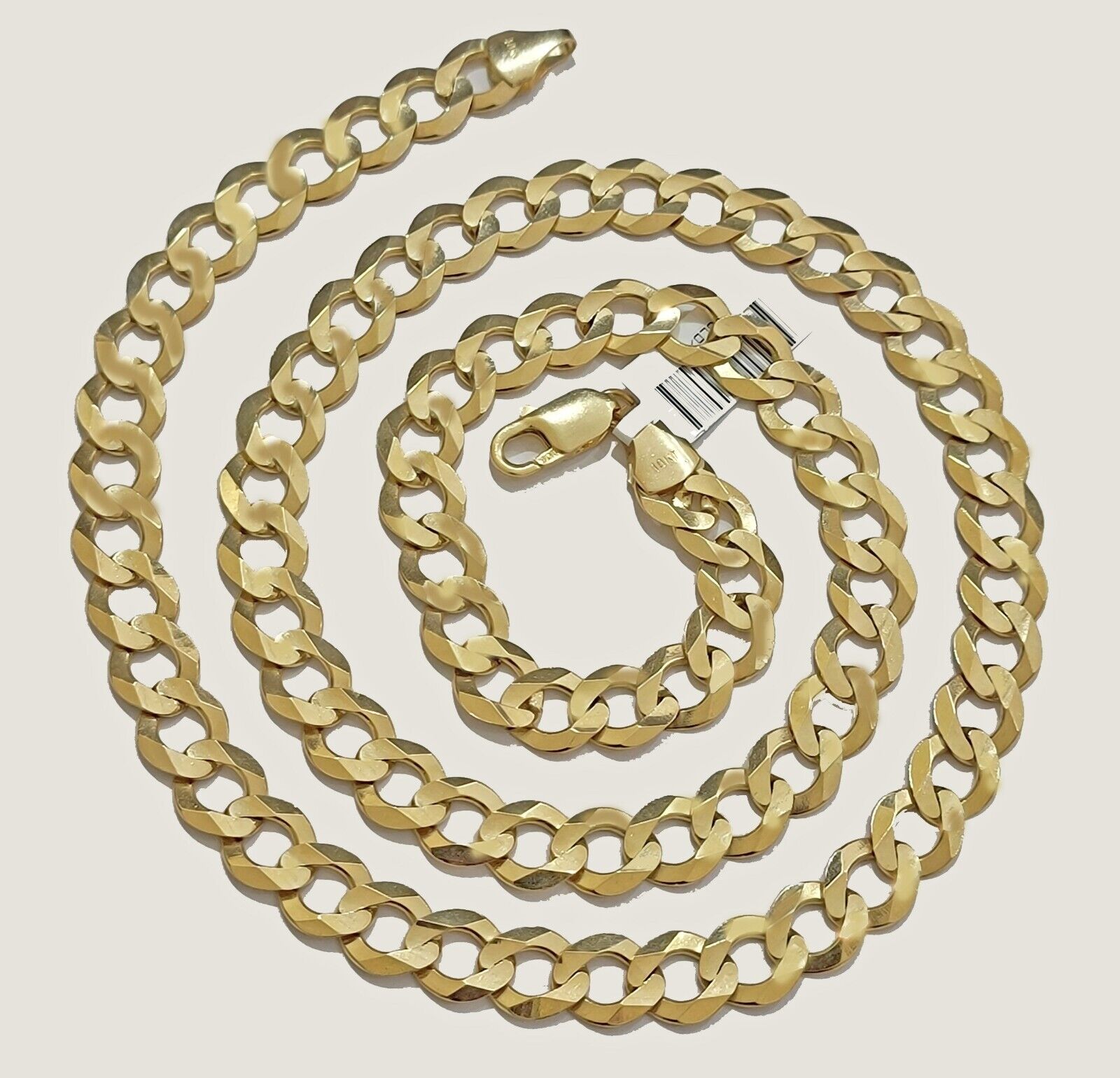 Solid 10K Yellow Gold Cuban Curb Link Chain Necklace 10mm 28 Inch Men, Real 10kt - GoldenlinQ