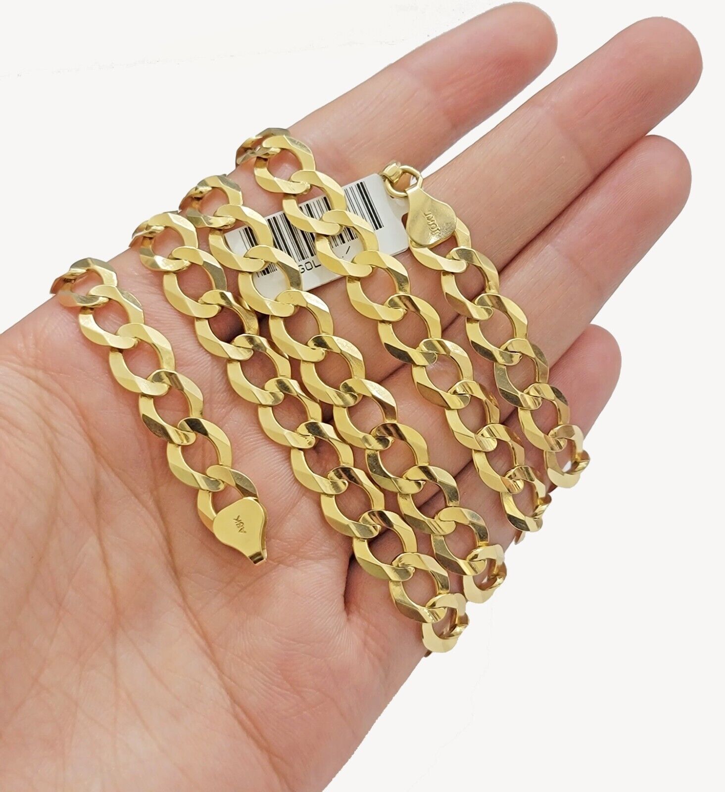 Solid 10K Yellow Gold Cuban Curb Link Chain Necklace 9mm 22 Inch Mens, Real 10kt - GoldenlinQ