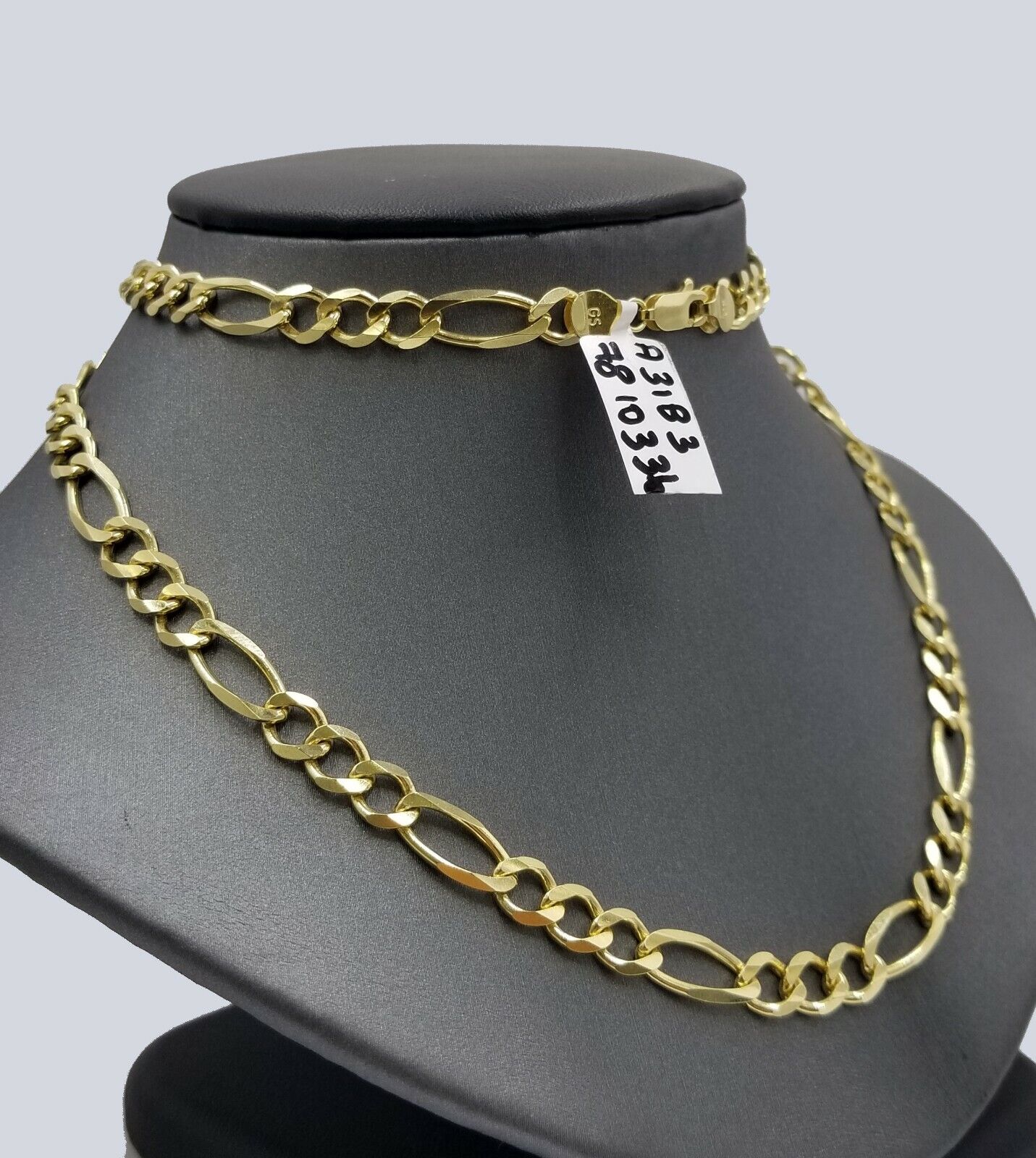 Solid 10k Yellow Gold Figaro Link Chain 7mm 22" Heavy Necklace Men Women REAL - GoldenlinQ