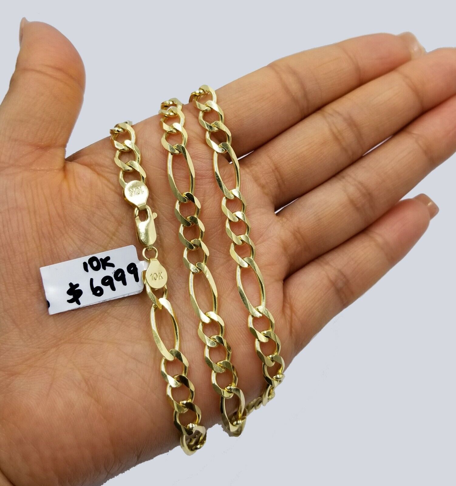 Solid 10k Yellow Gold Figaro Link Chain 7mm 22" Heavy Necklace Men Women REAL - GoldenlinQ